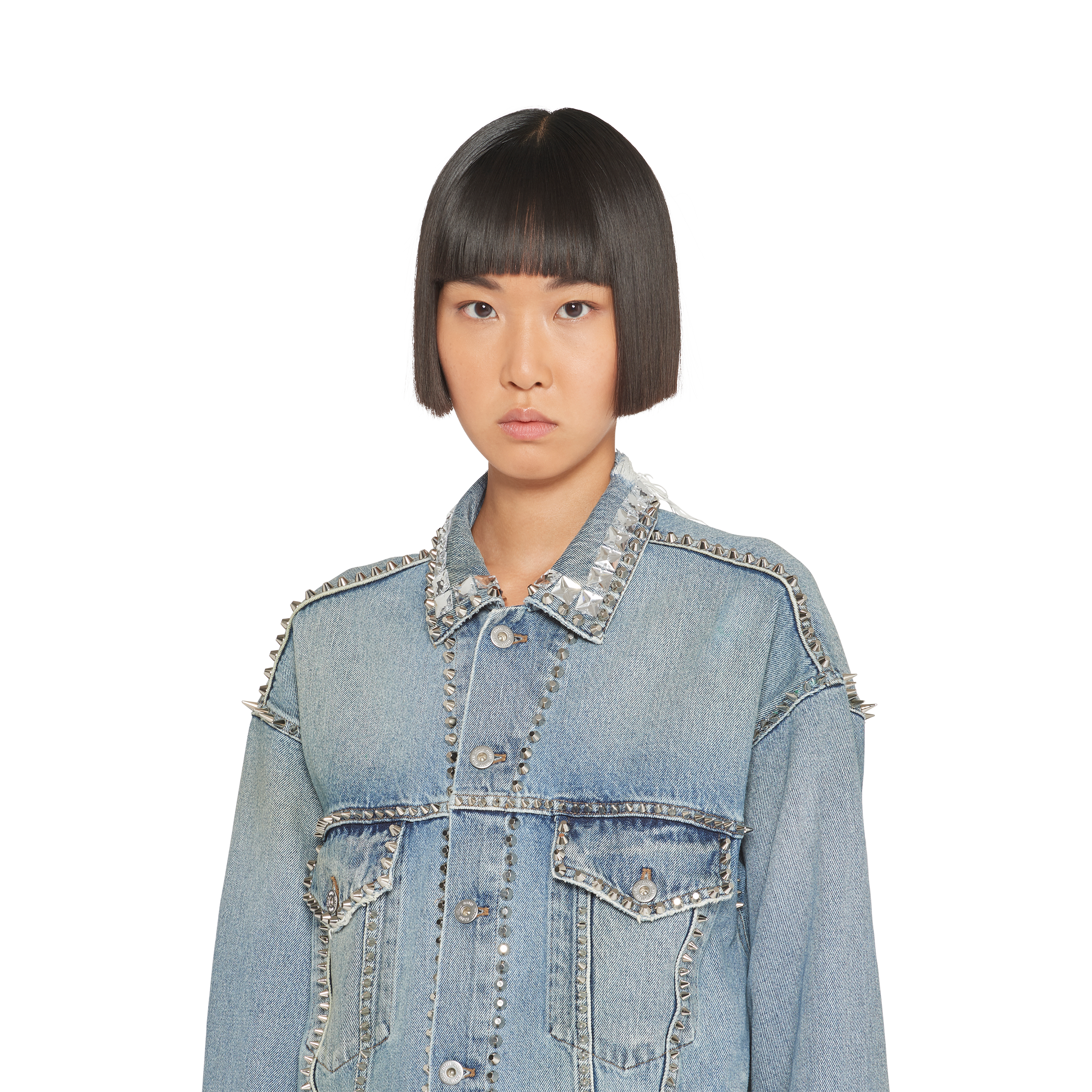 denim studded jacket