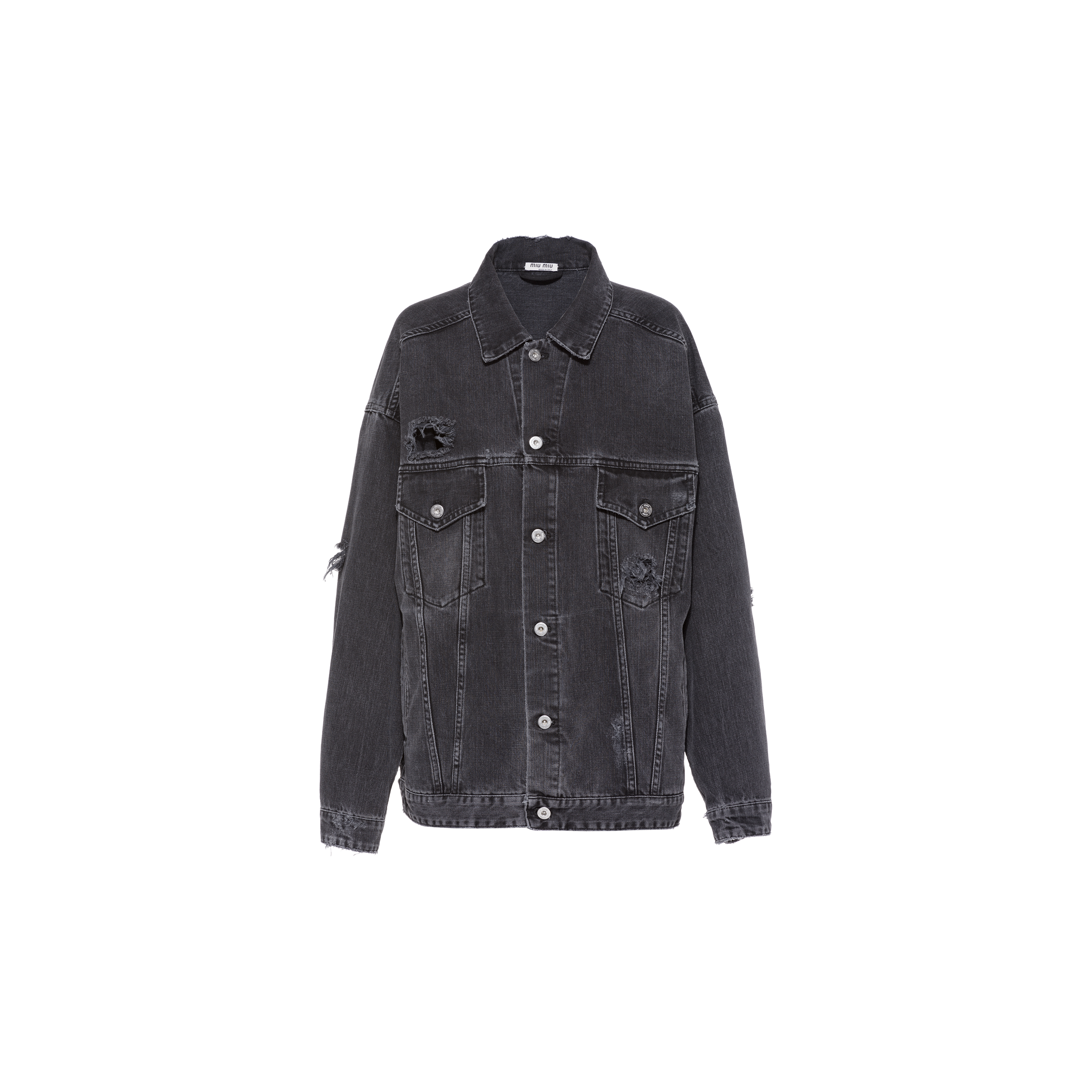 MIU MIU OVERSIZED BLACK DENIM BLOUSON JACKET