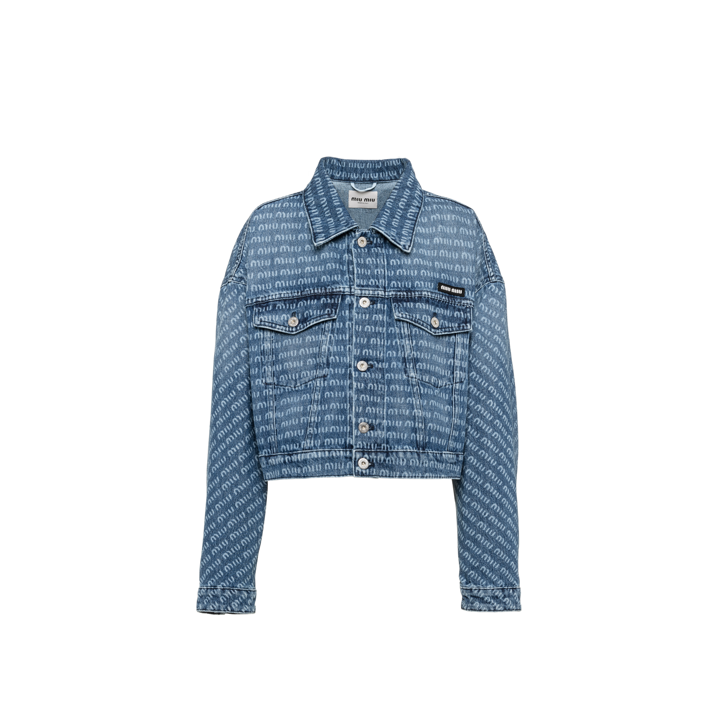 Shop Miu Miu Denim Blouson Jacket In Navy