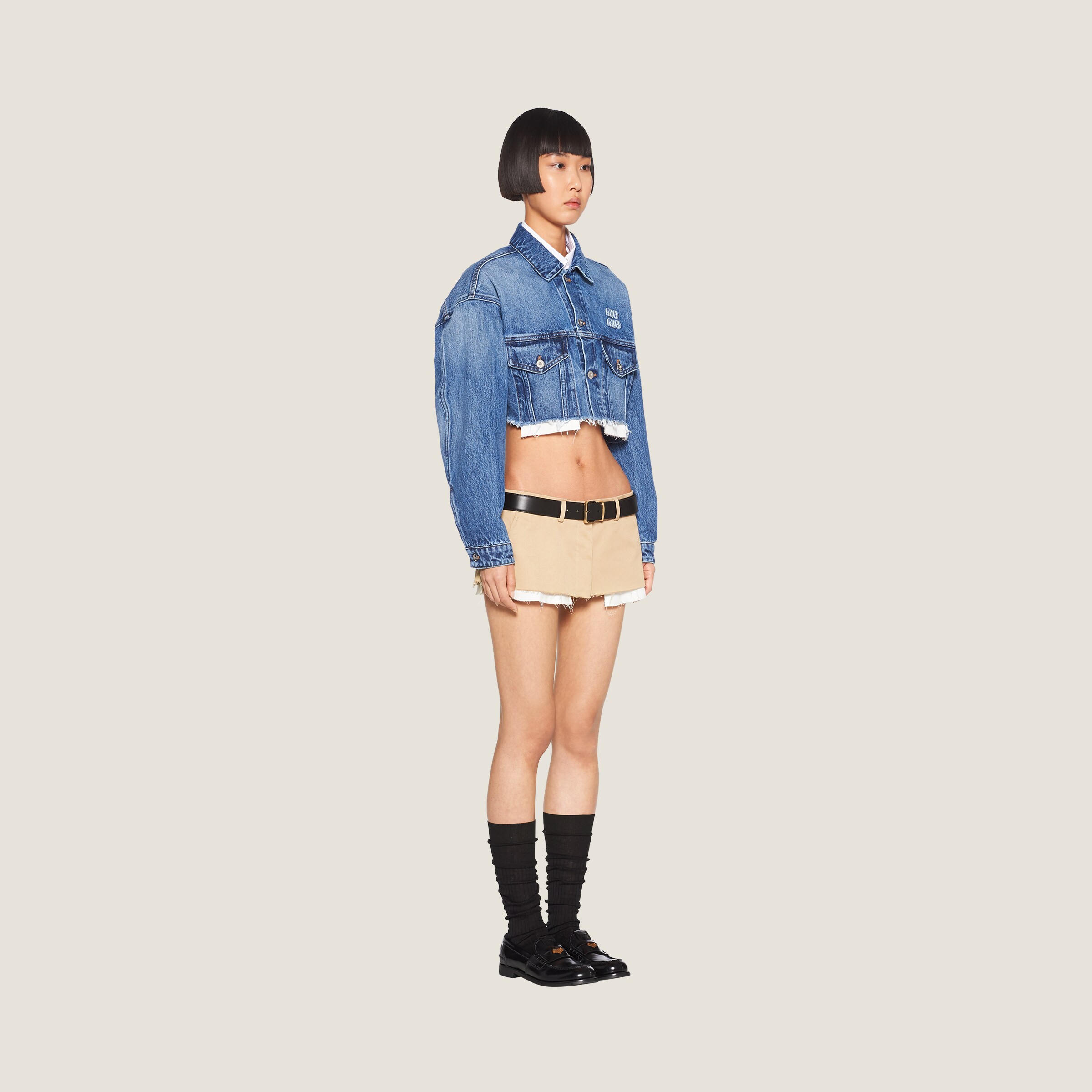 MIU DENIM SHIRT JACKET BLUE 265831