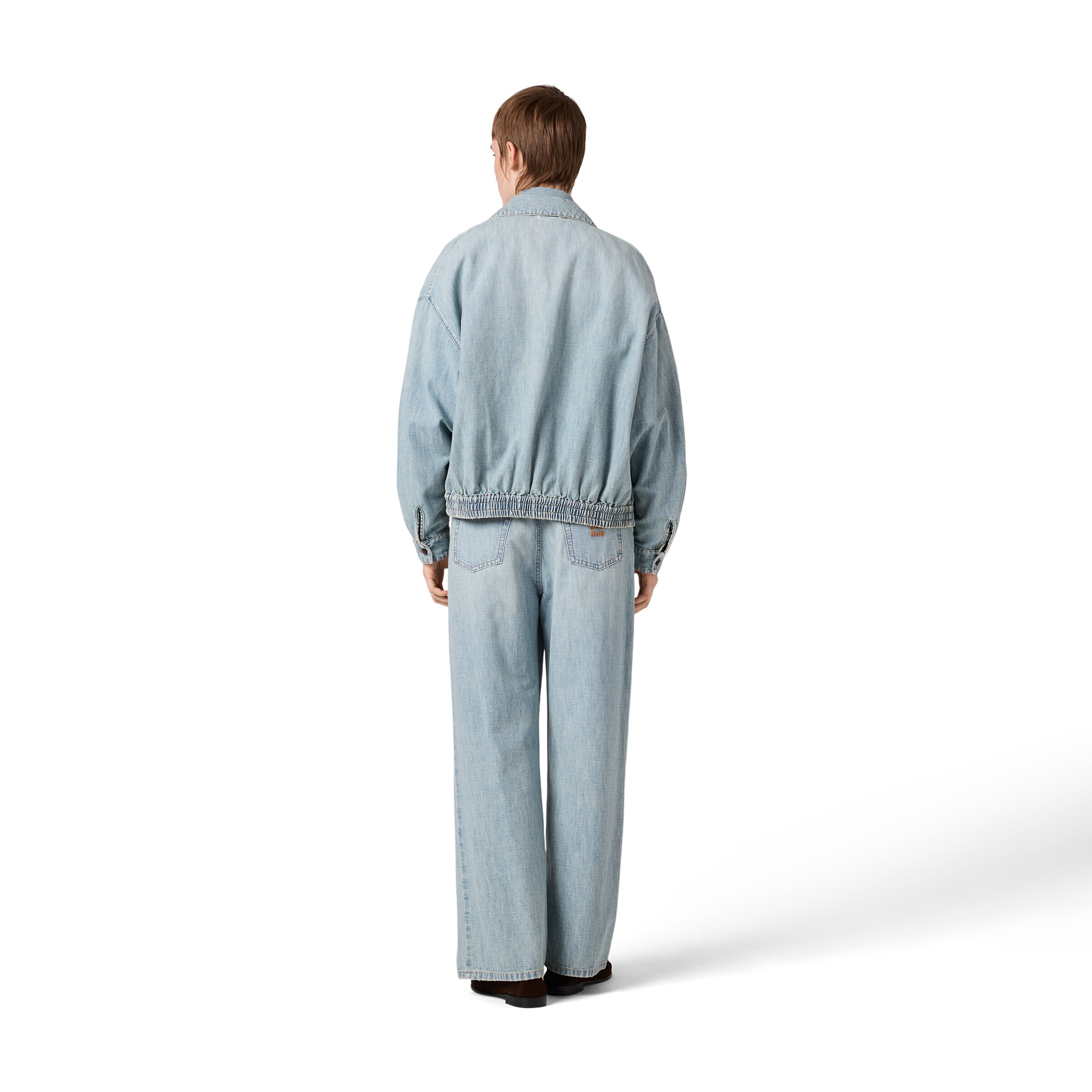 Miu Miu Stonewashed Denim Jacket In Green