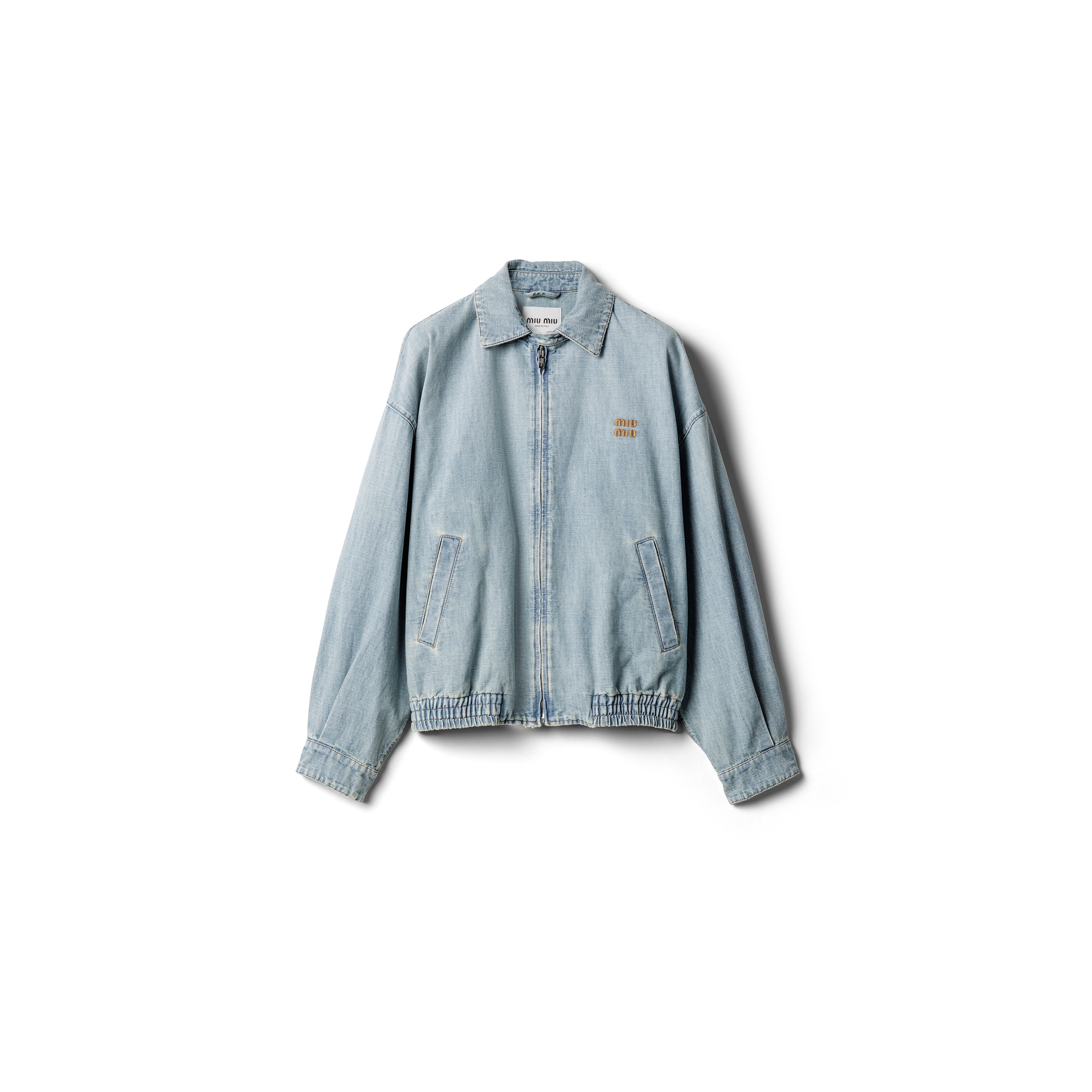 Miu Miu Stonewashed Denim Jacket In Green
