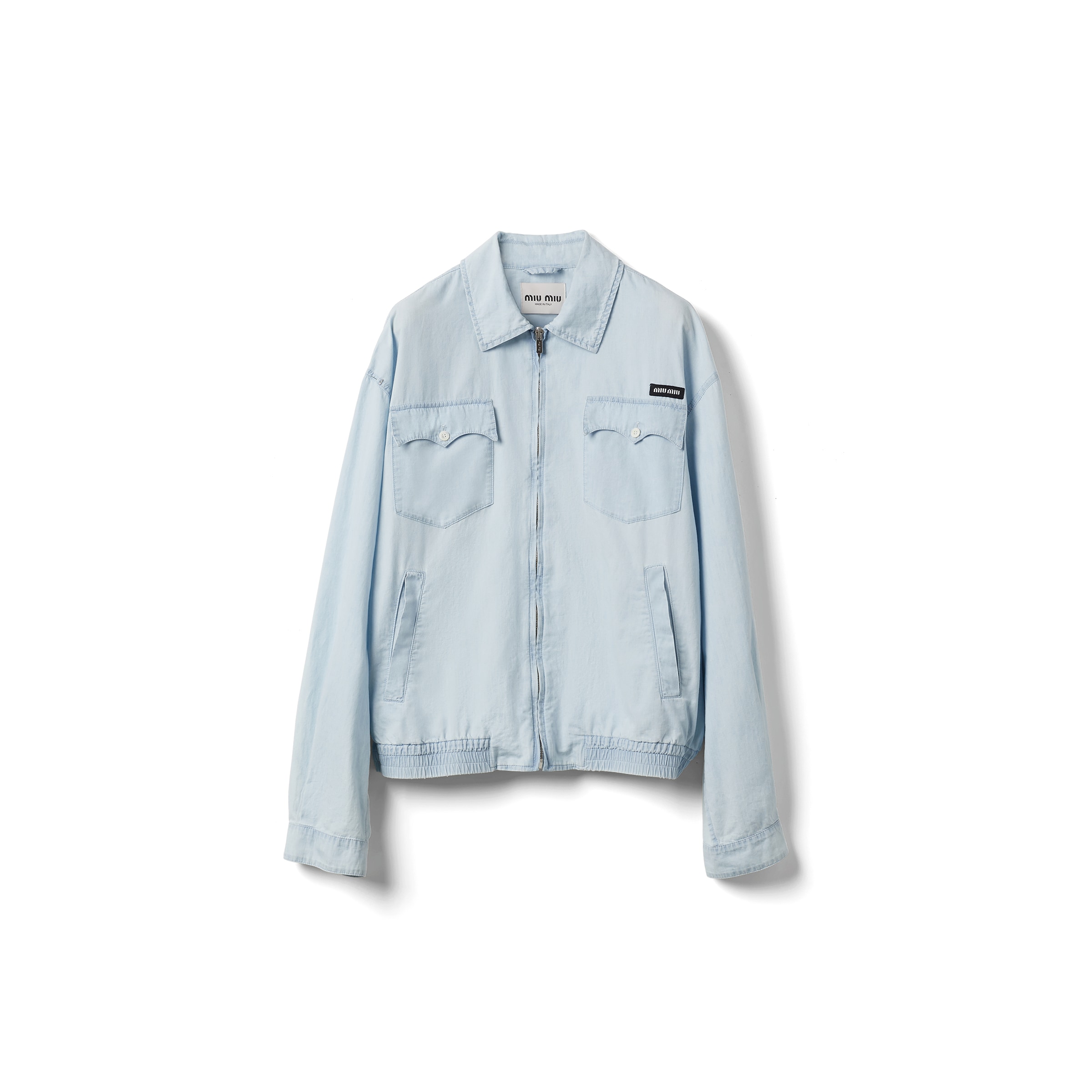 Miu Miu Blouson En Chambray, Femme, Bleu Clair, Taille 36