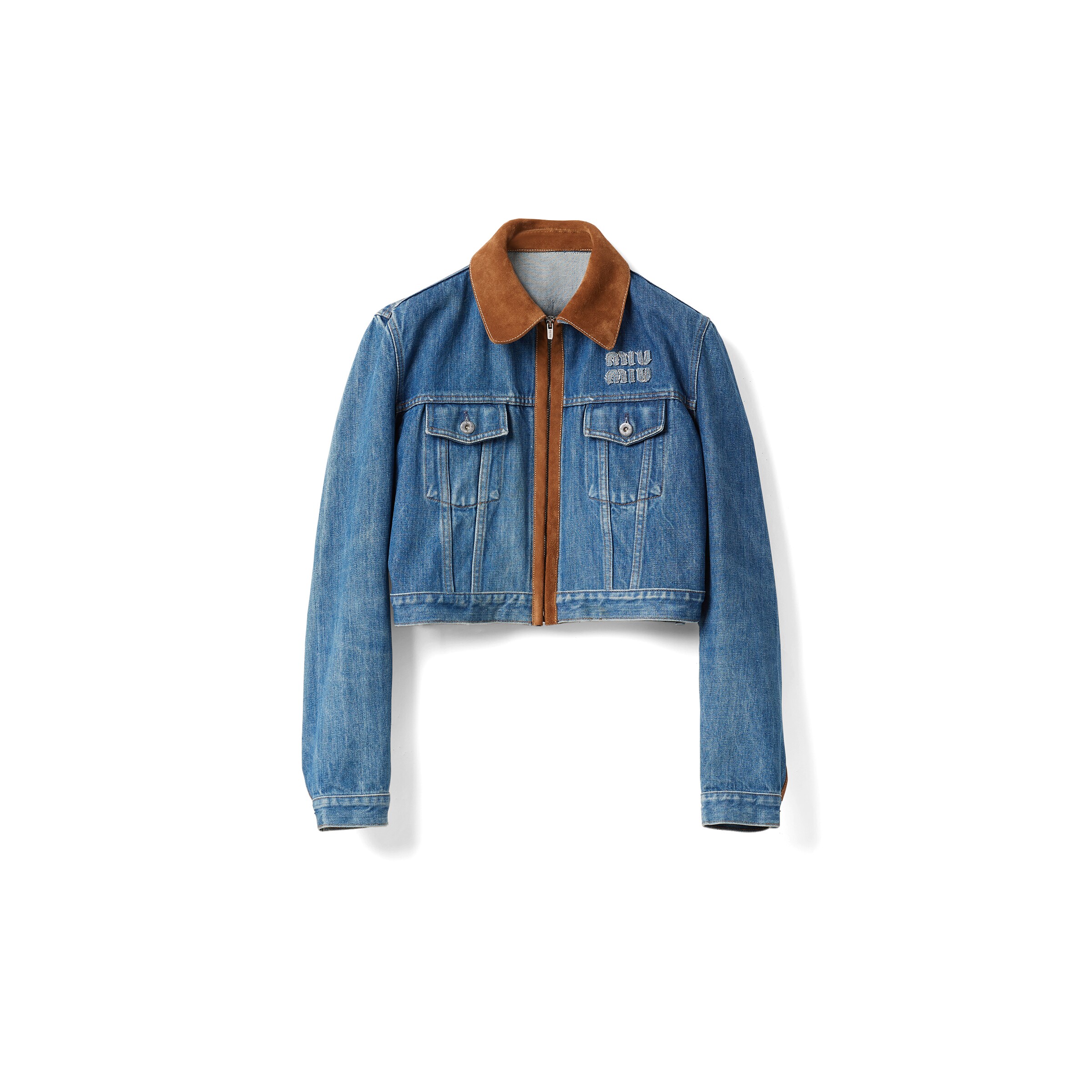 Miu Miu Blouson En Denim, Femme, Bleu, Taille 42