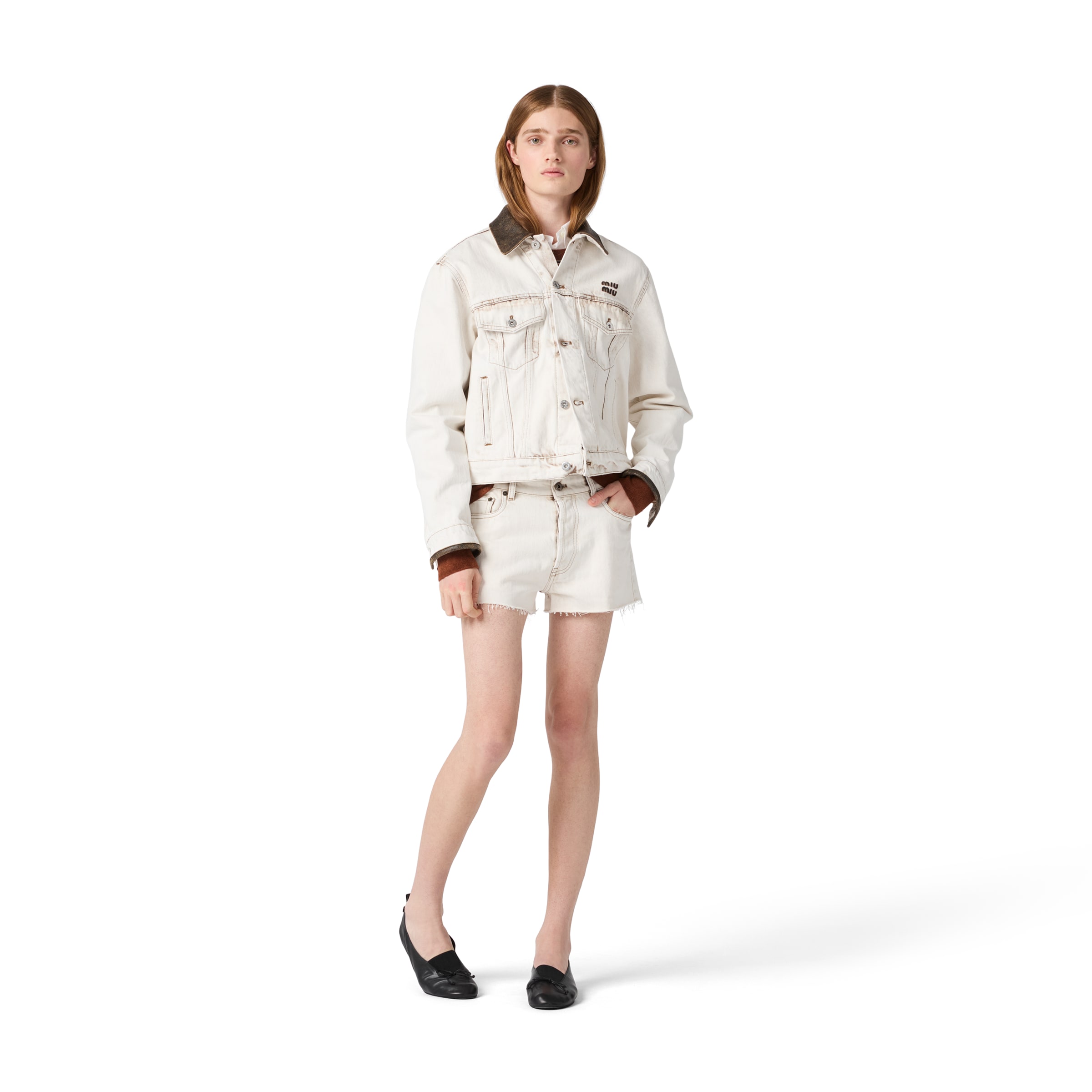 Miu Miu Jacket Contrast Collar Long Sleeves Chest Pockets In Transparent