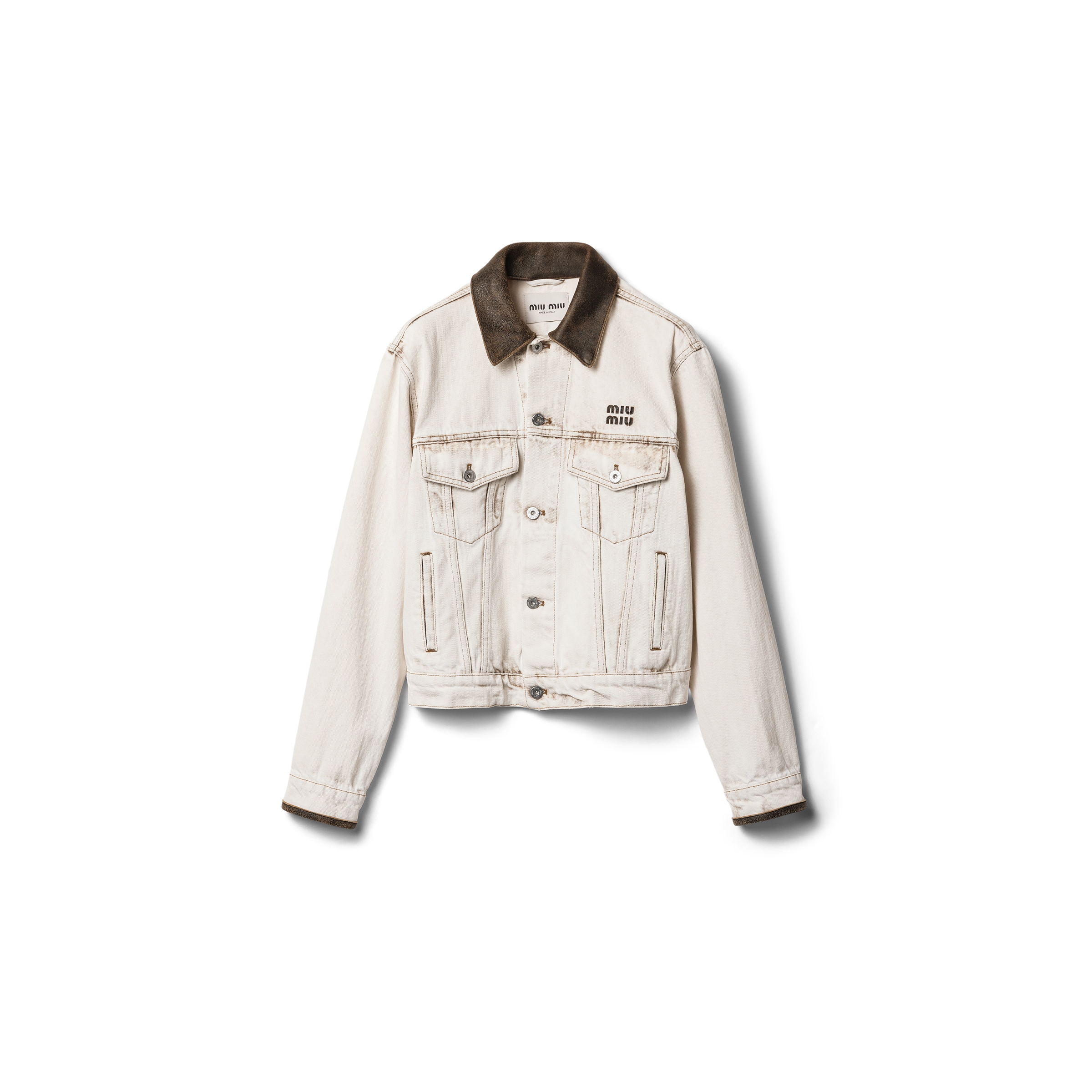 Miu Miu Jacket Contrast Collar Long Sleeves Chest Pockets In Transparent