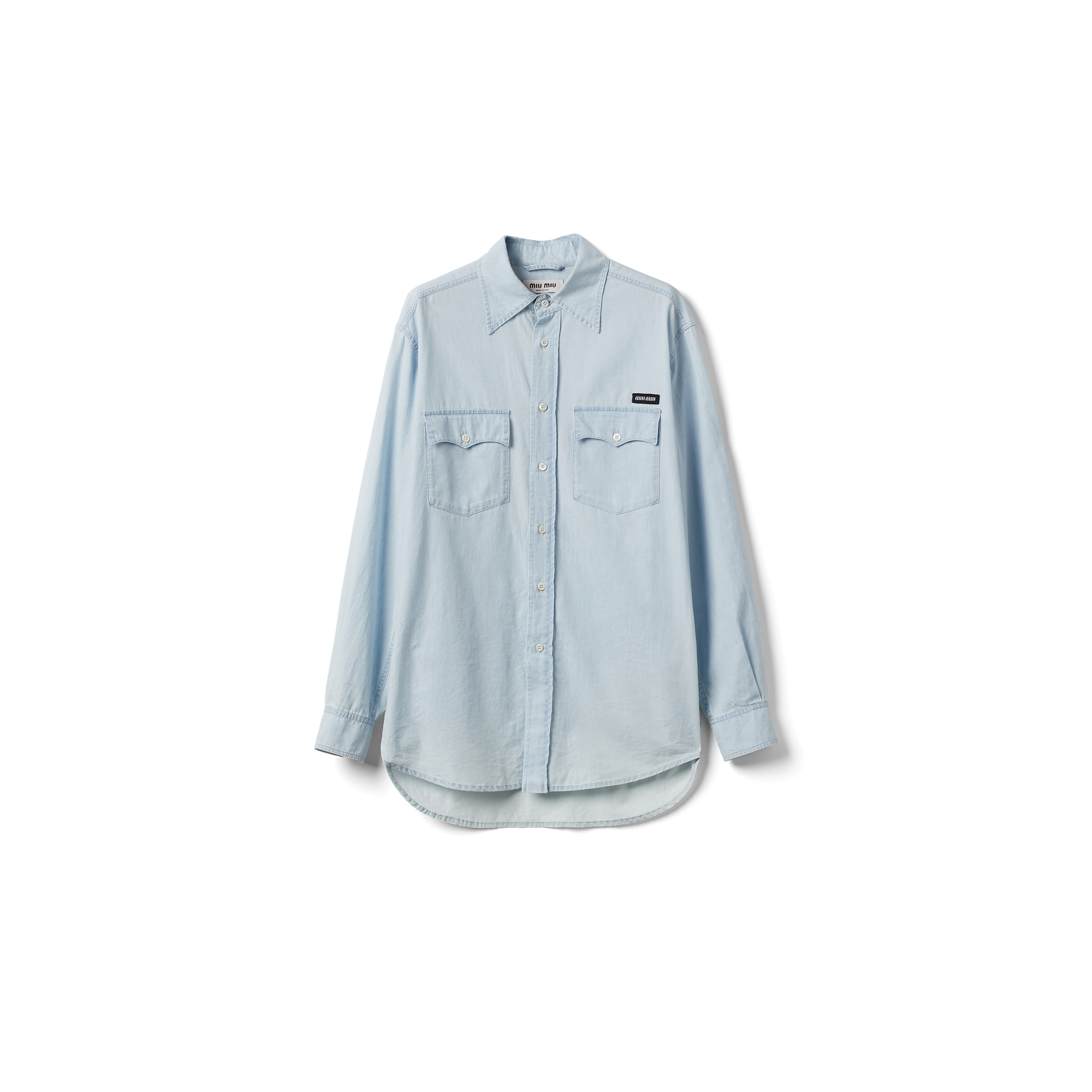 Miu Miu Chemise En Chambray, Femme, Bleu Clair, Taille 44
