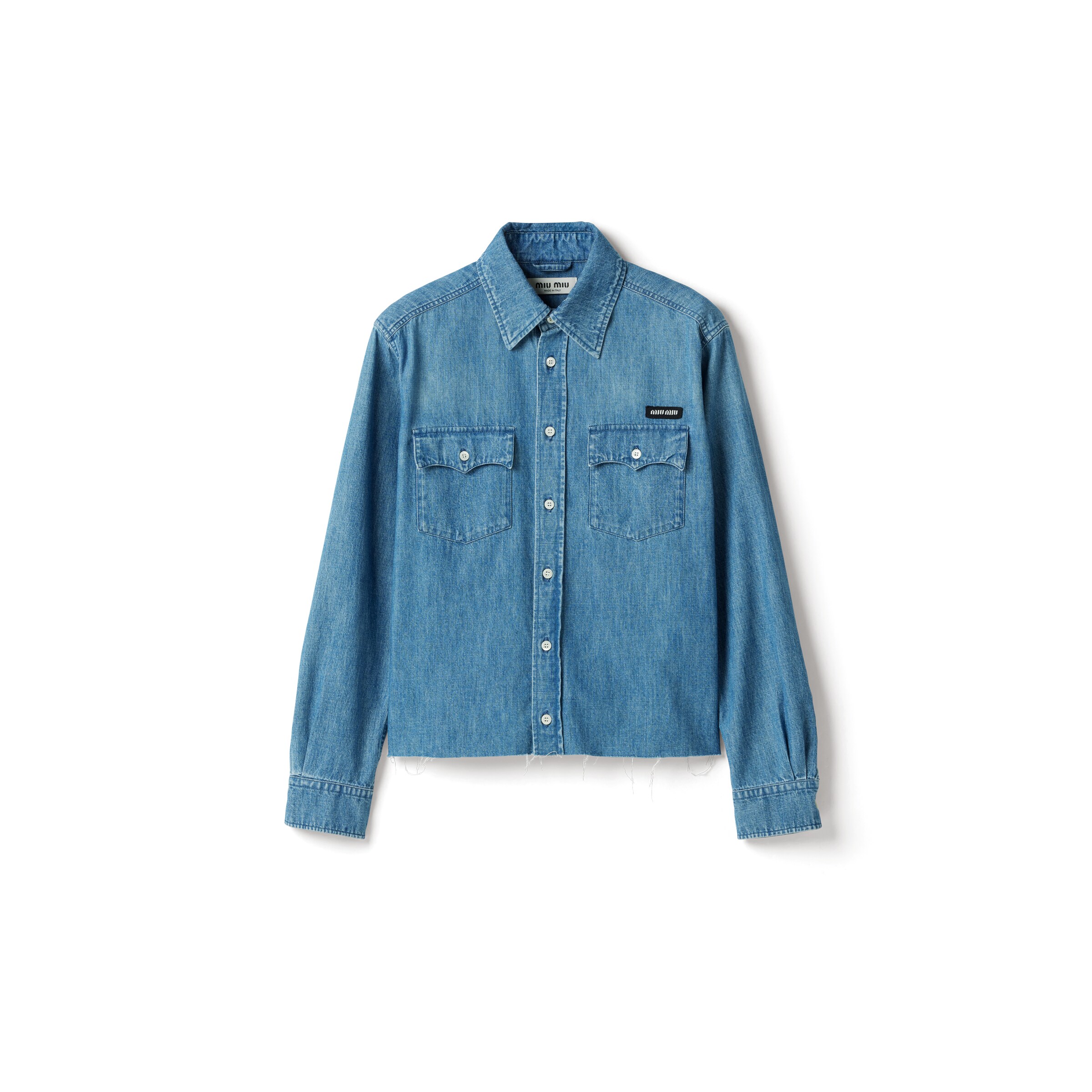Miu Miu Chemise En Chambray, Femme, Bleu Saphir, Taille 38