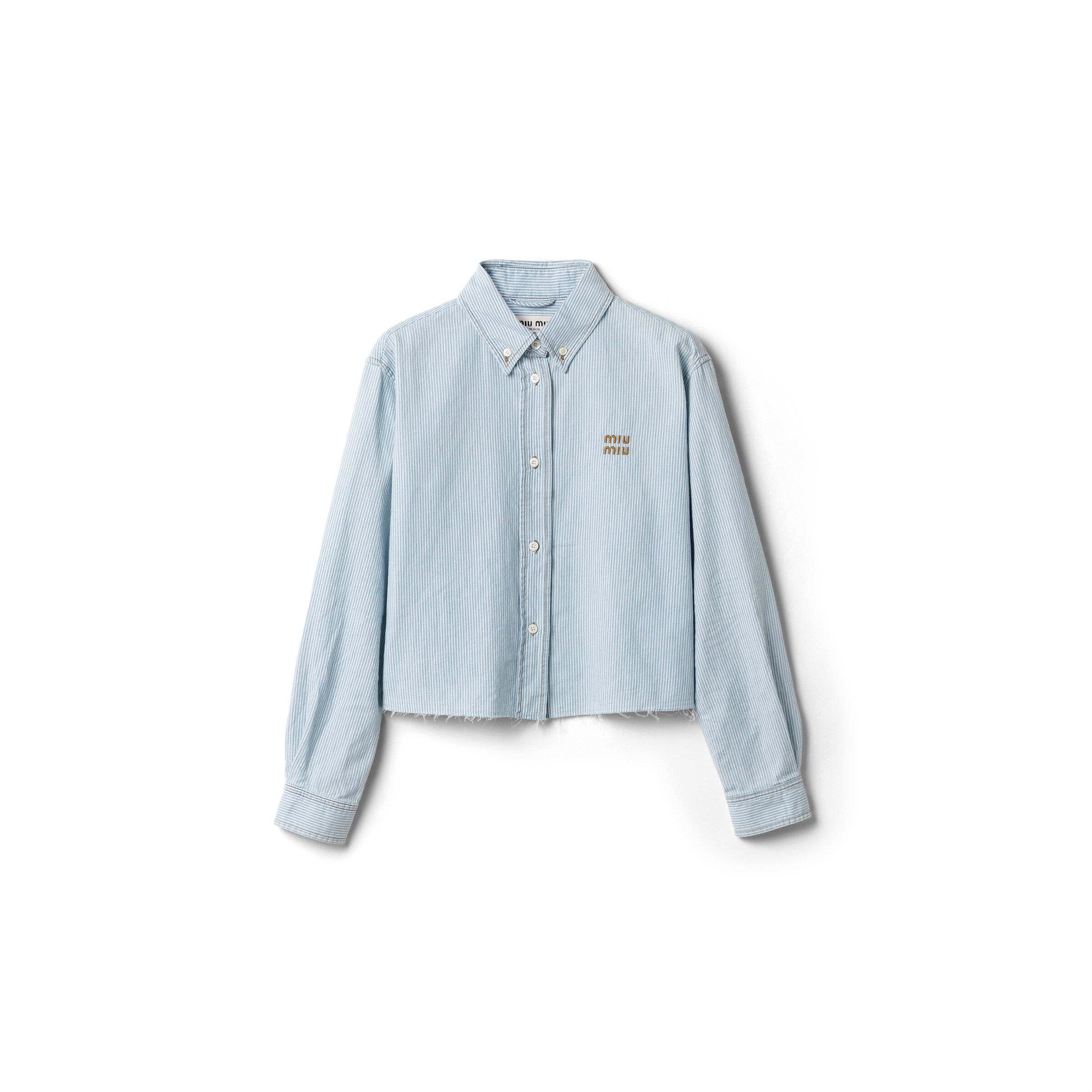Miu Miu Chemise En Chambray À Rayures, Femme, Bleu Saphir, Taille 42
