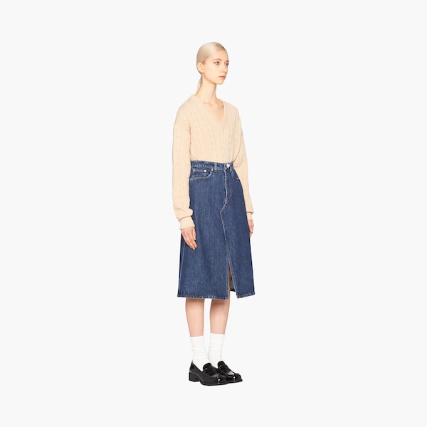 Gonna svasata in denim Blu | Miu Miu