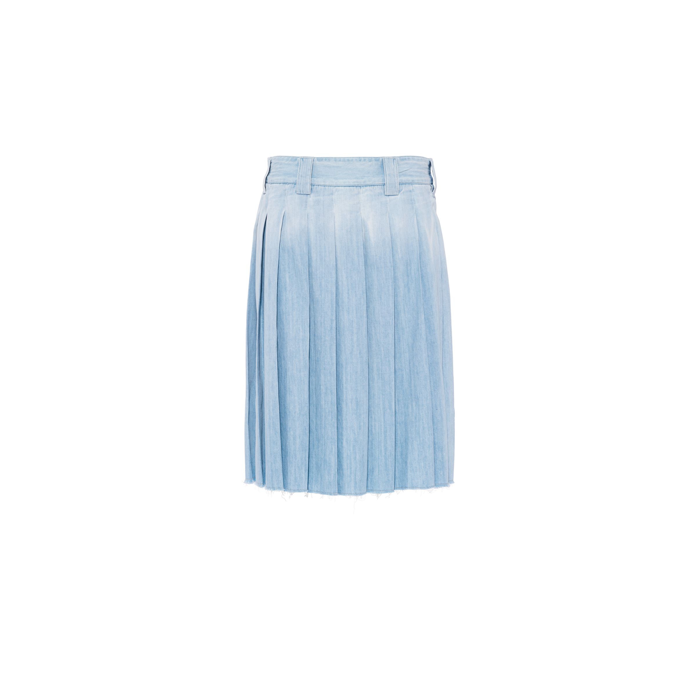 Sapphire Blue Pleated Chambray Skirt Miu Miu