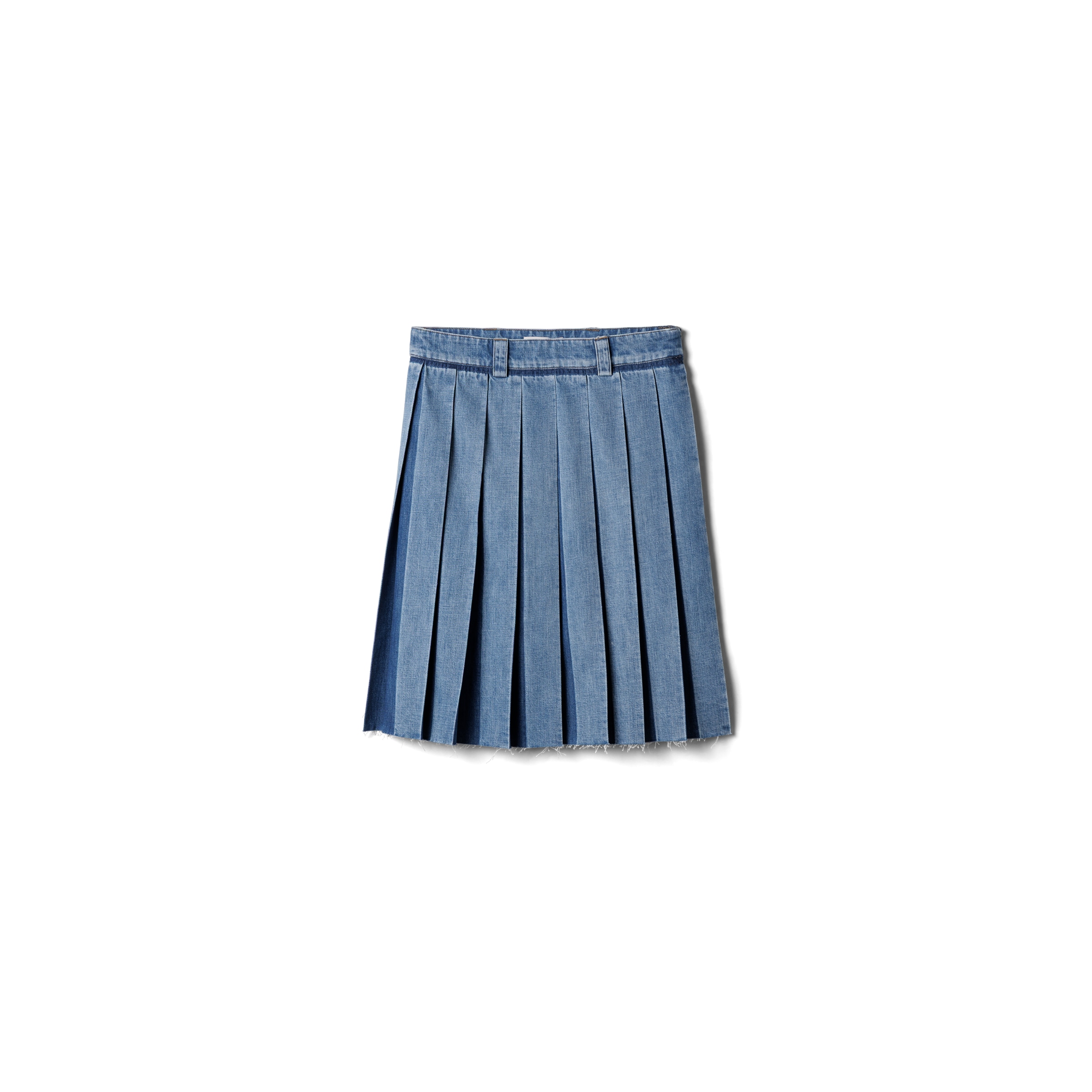 Miu Miu Jupe En Denim Plissée, Femme, Bleu Clair, Taille 40