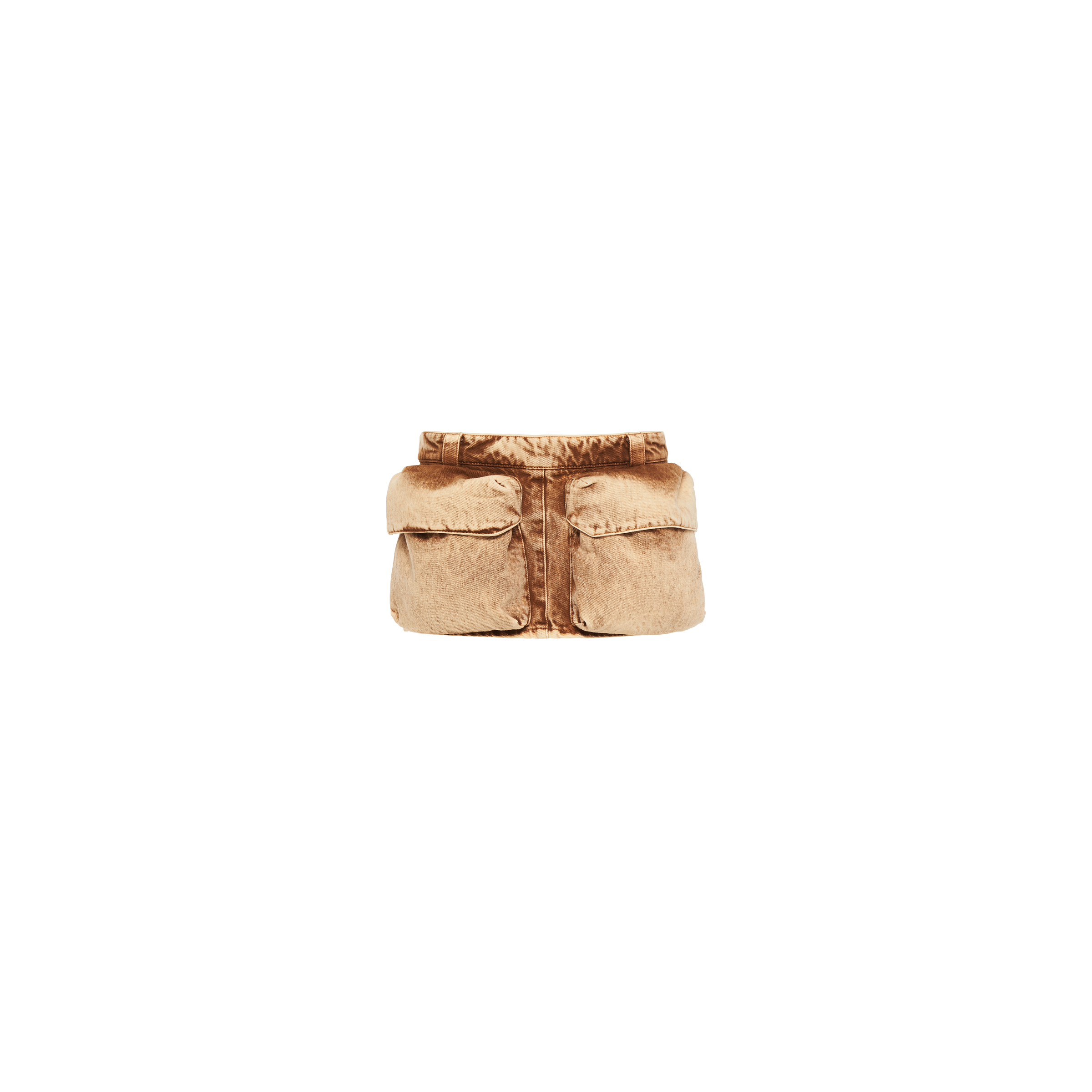 Miu Miu Denim Miniskirt In Cognac