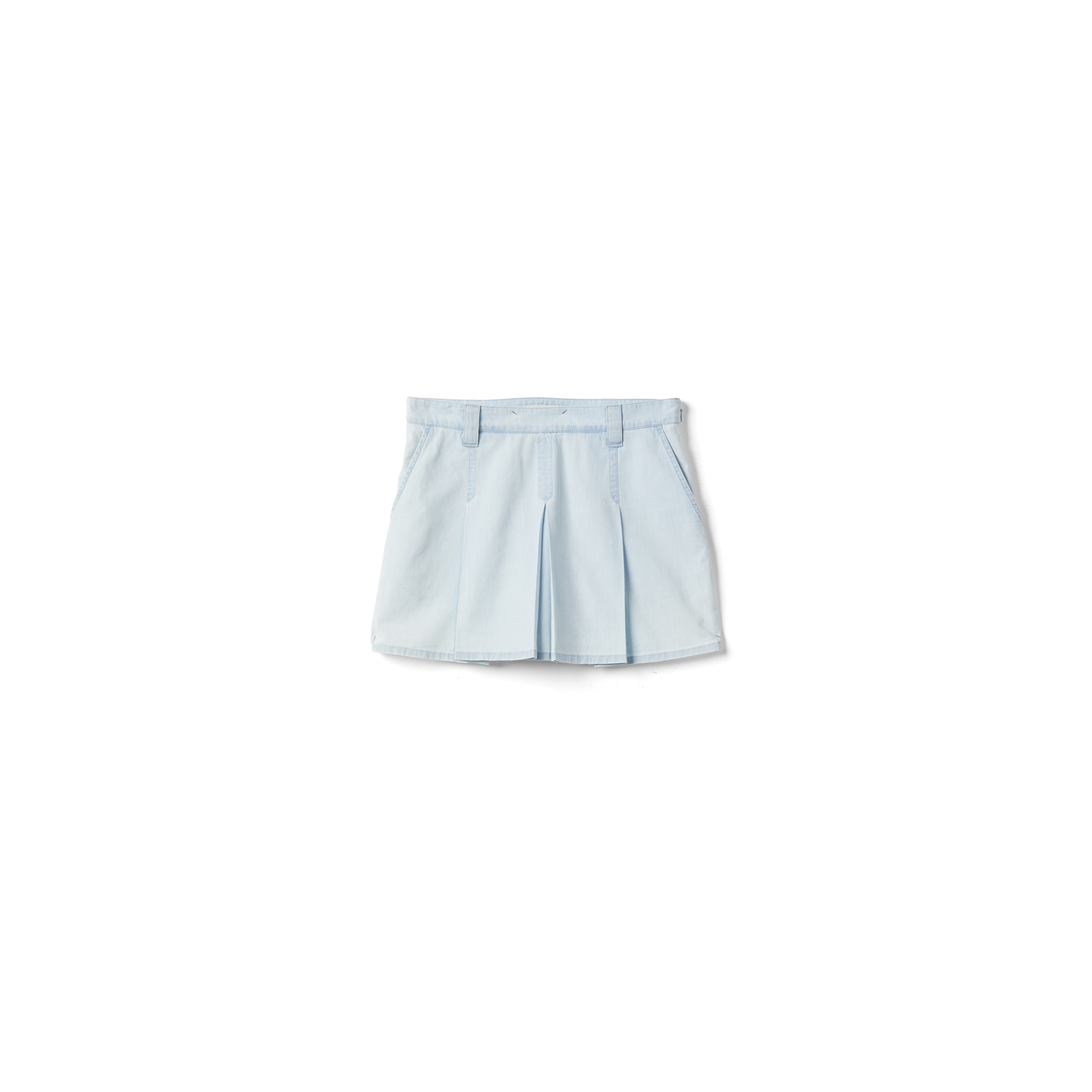 Miu Miu Jupe Plissée En Chambray, Femme, Bleu Clair, Taille 38