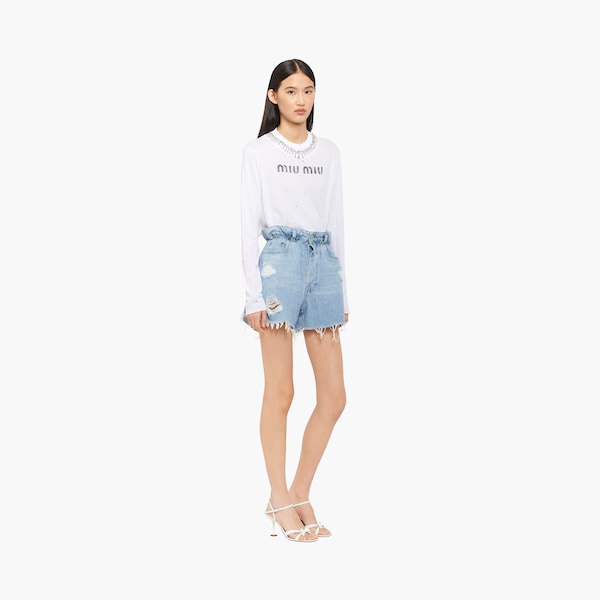Denim shorts Navy | Miu Miu