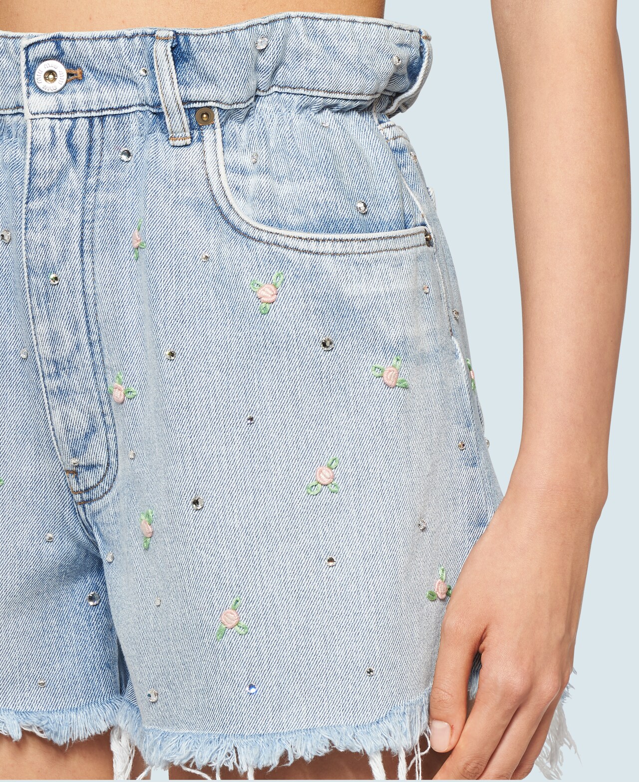 studded denim shorts