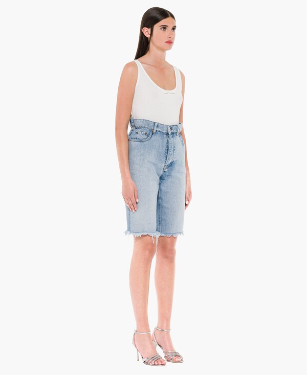 Iconic denim Bermudas Light blue | Miu Miu