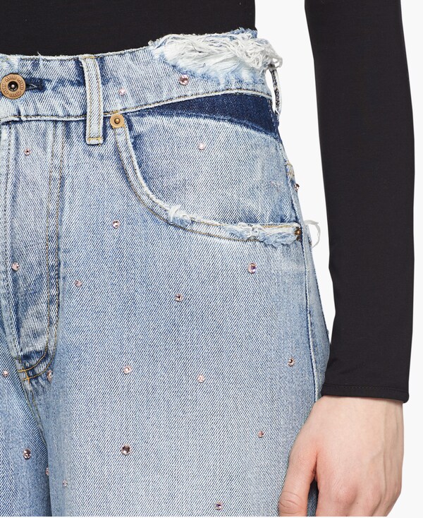 Denim jeans Celeste/pink | Miu Miu