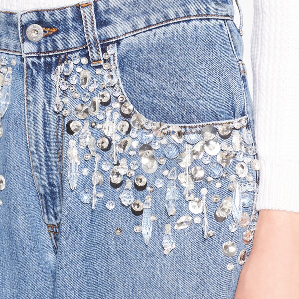 Embroidered denim jeans Navy | Miu Miu