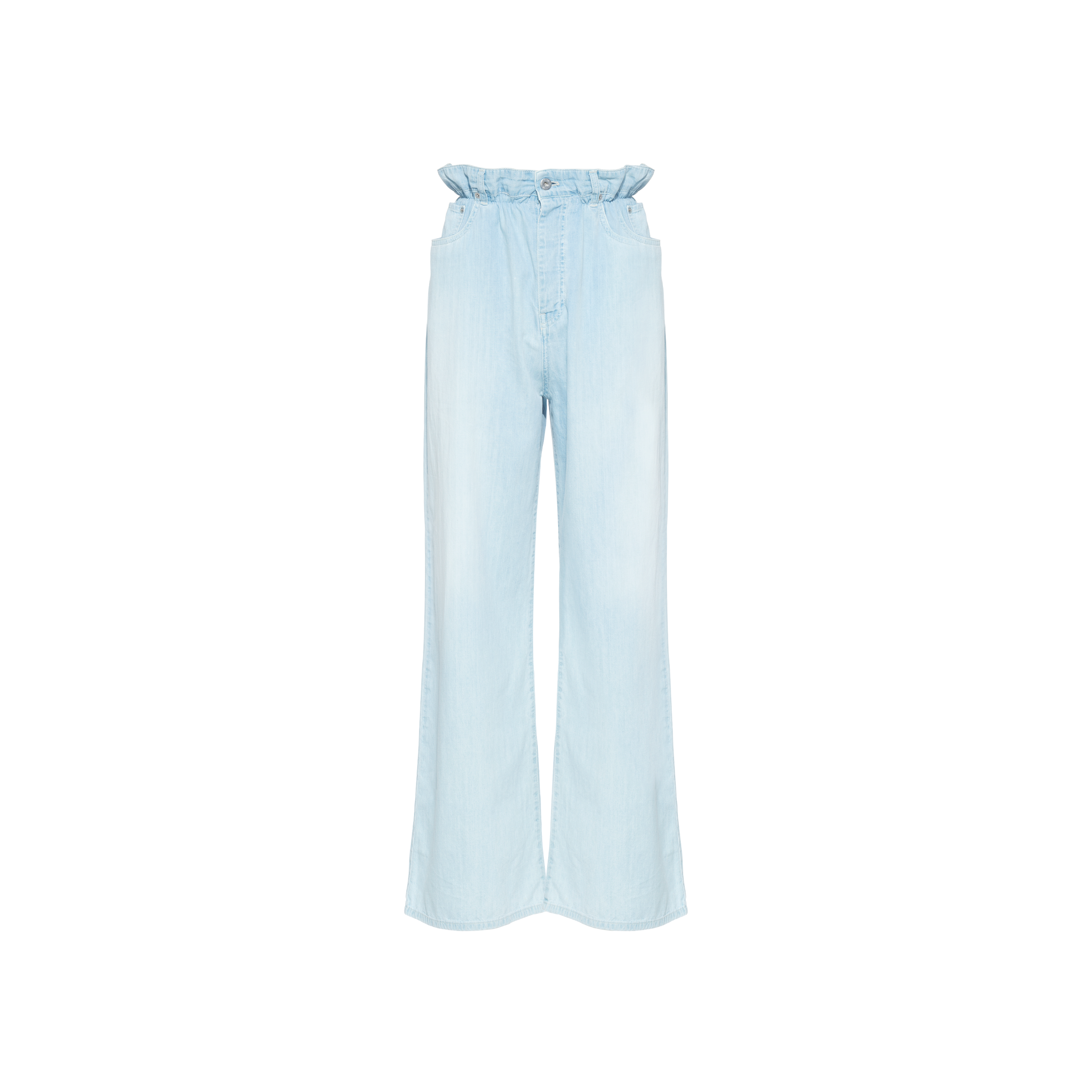 Miu Miu Logo-embroidered Denim Wide-leg Pants In Light Blue