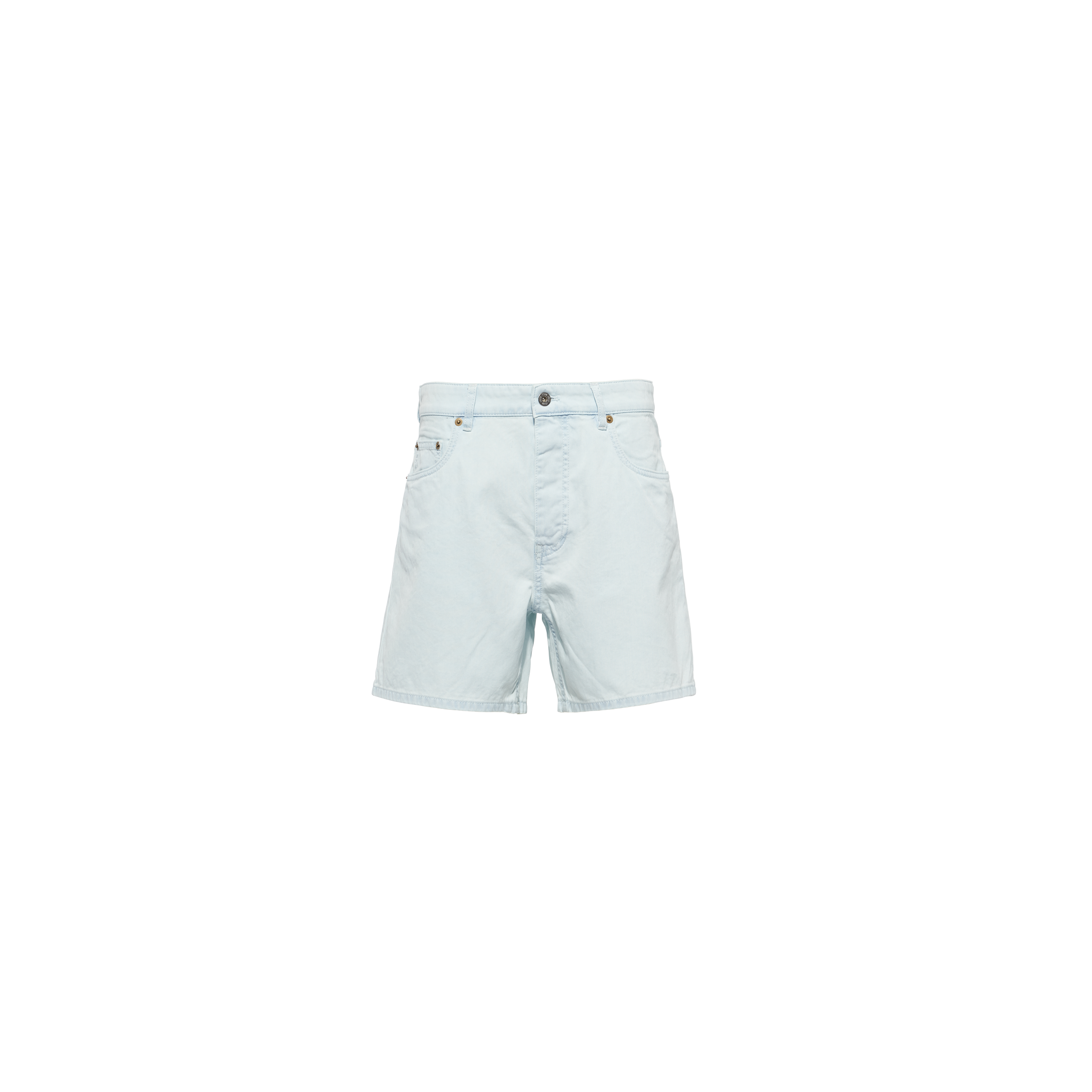 Miu Miu Logo Denim Shorts In Light Blue