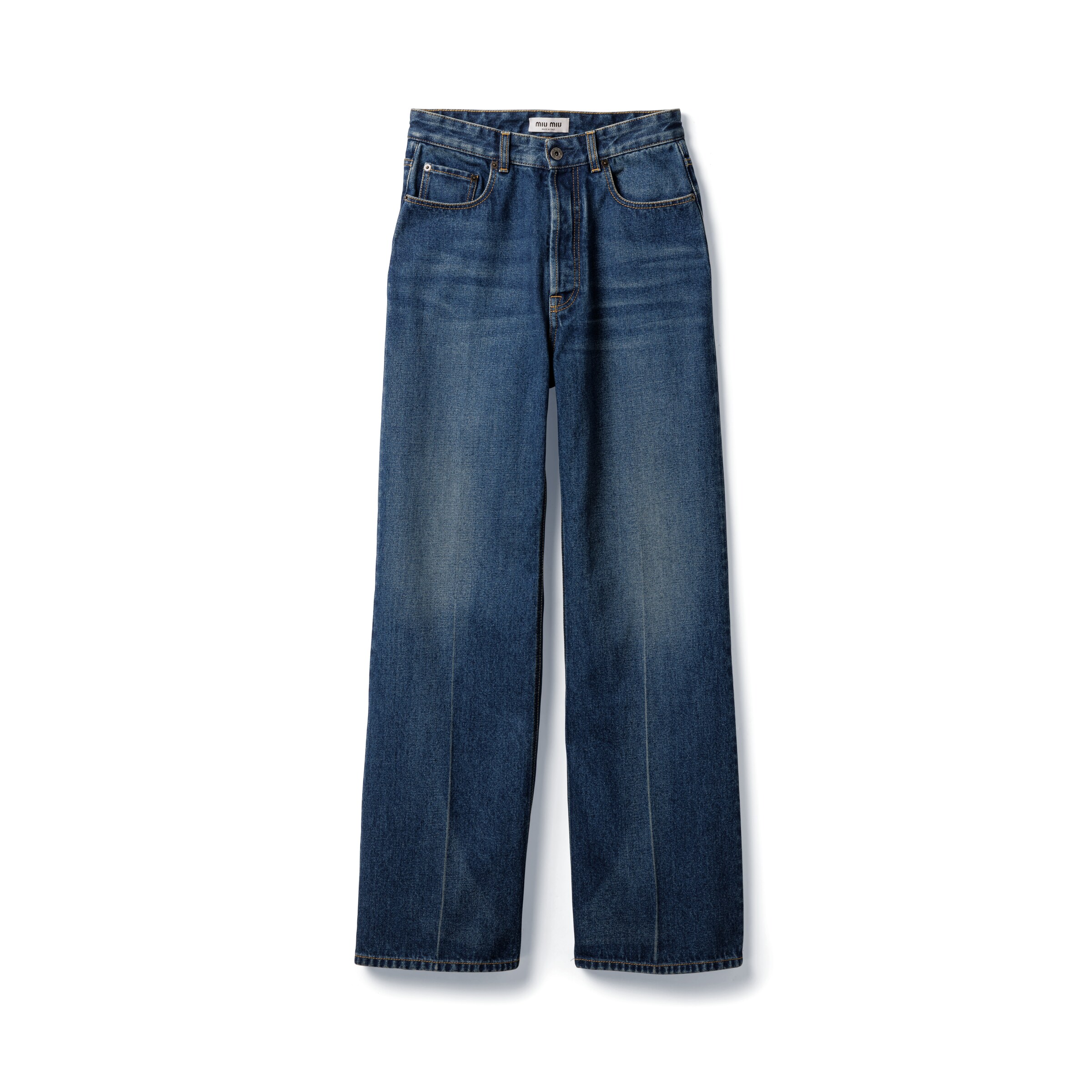 Miu Miu Pantaloni A Zampa In Denim Washed, Donna, Blu, Taglia 28