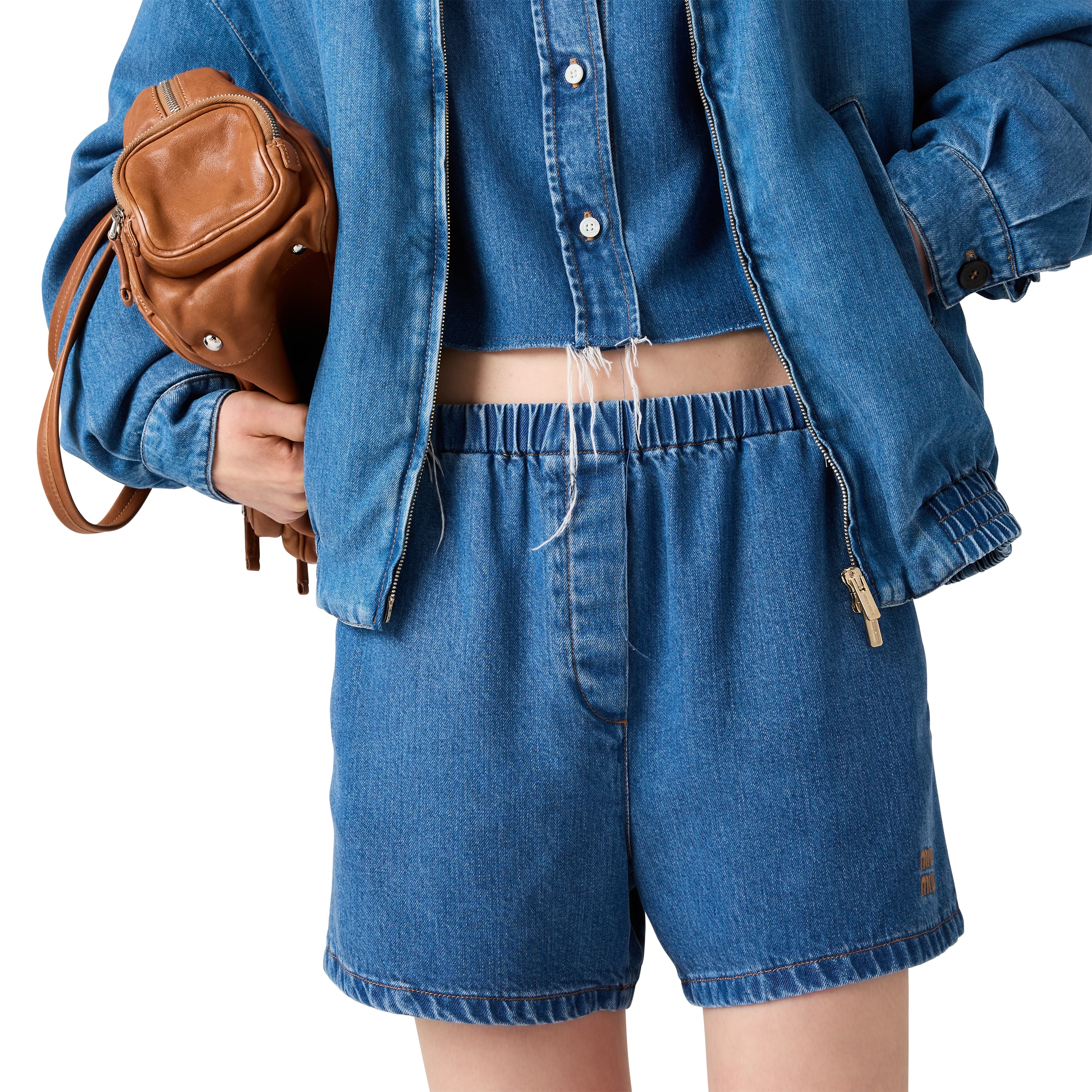 Miu Miu Denim Bermudas In Navy