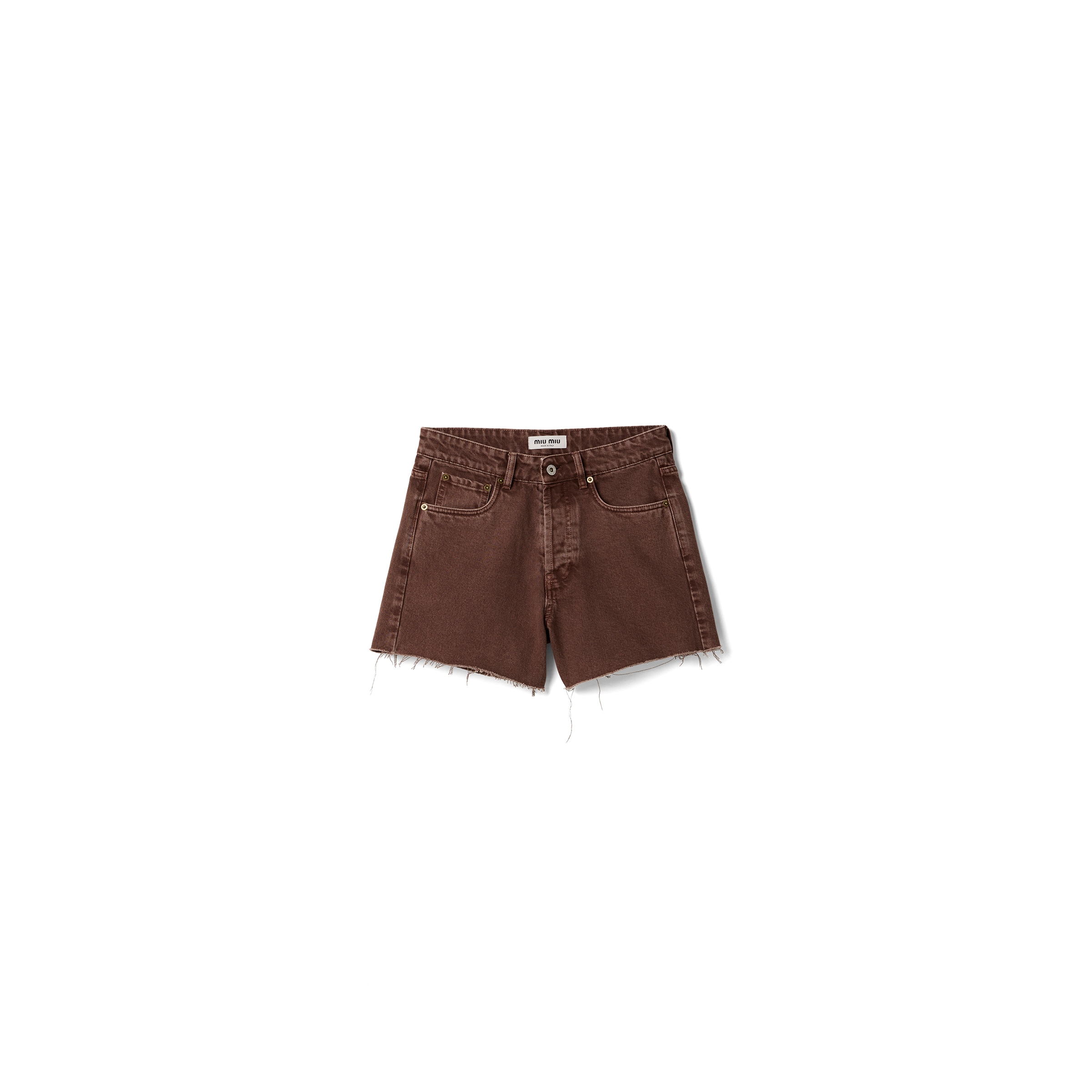 Miu Miu Bermuda En Bull Denim, Femme, Marron, Taille 28