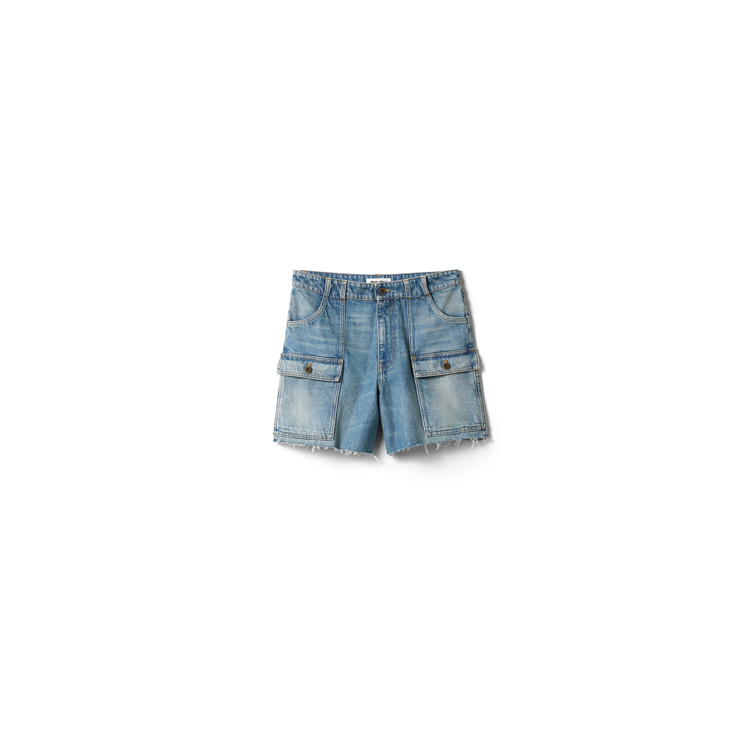 Miu Miu Denim Bermudas, Woman, Sapphire Blue, Size 26
