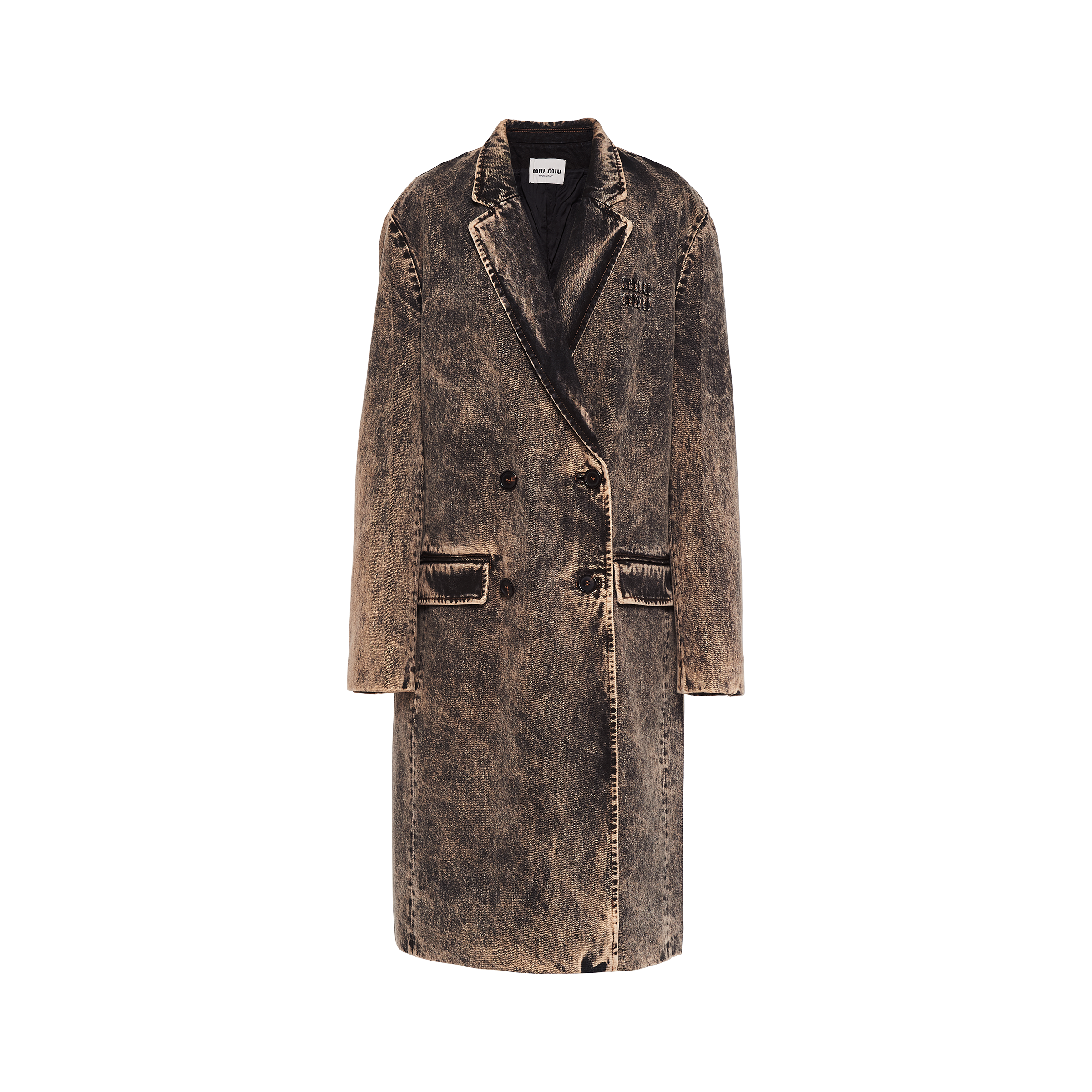 Miu Miu Double-breasted Denim Coat In Black