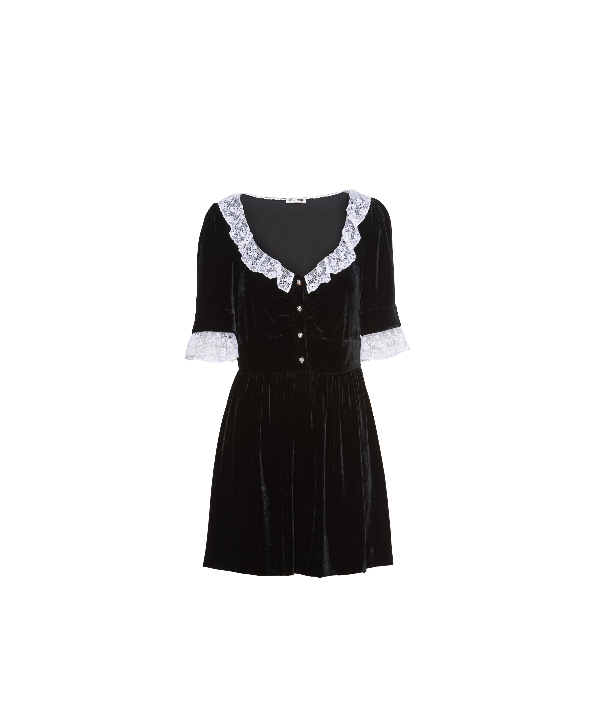 Velvet Dress With Lace Miu Miu Mf3588 E21 F0002