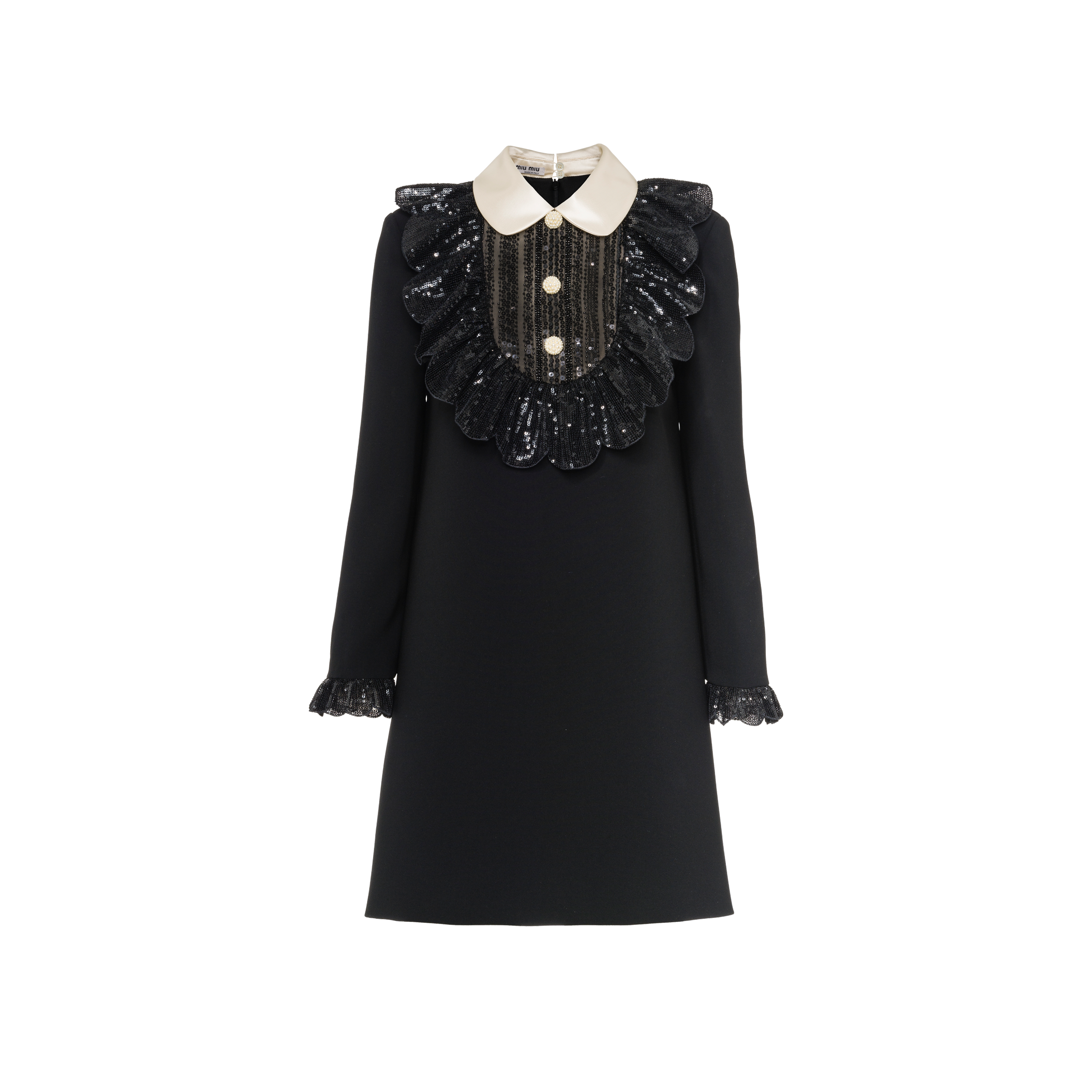 刺繍入り ファイユキャディ ドレス ブラック Miu Miu