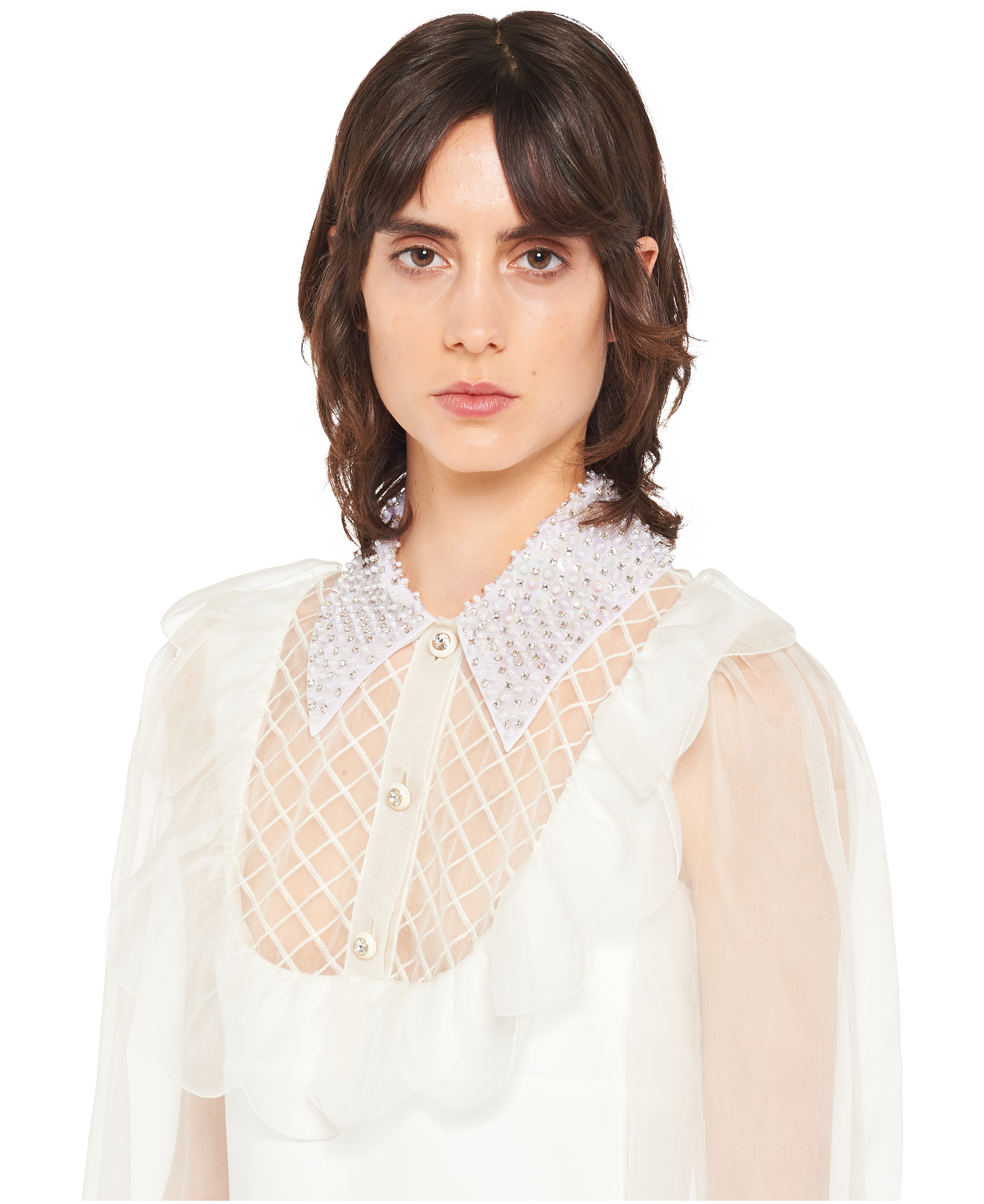 刺繍入り キャディ ドレス オフホワイト Miu Miu