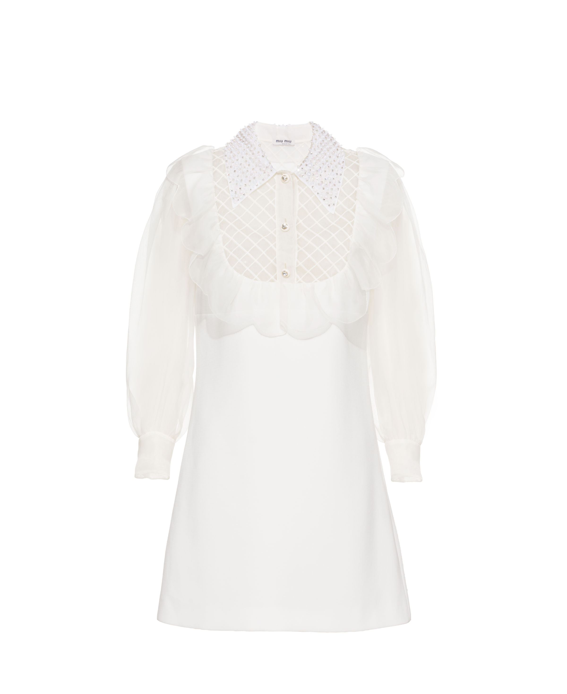 刺繍入り キャディ ドレス オフホワイト Miu Miu