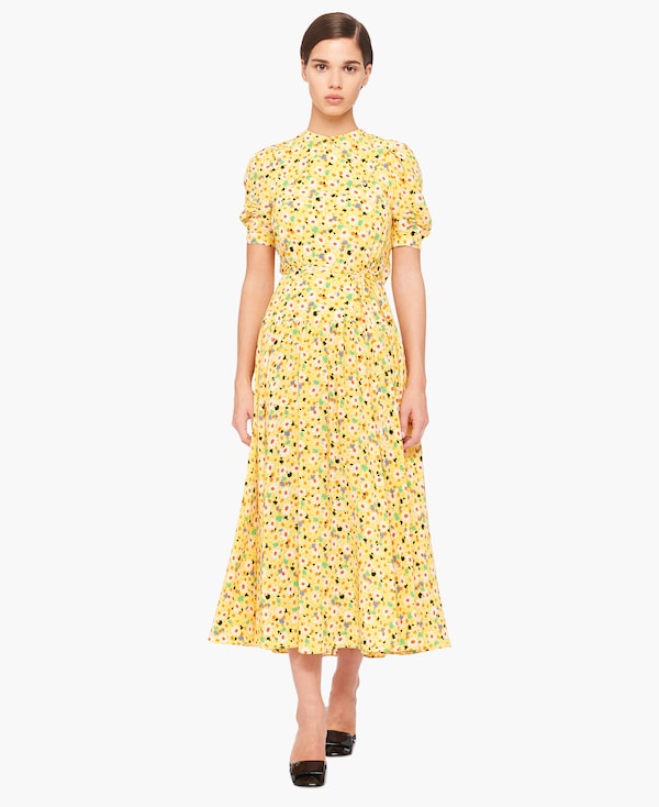 Printed Marocain Dress Mimosa Yellow Miu Miu