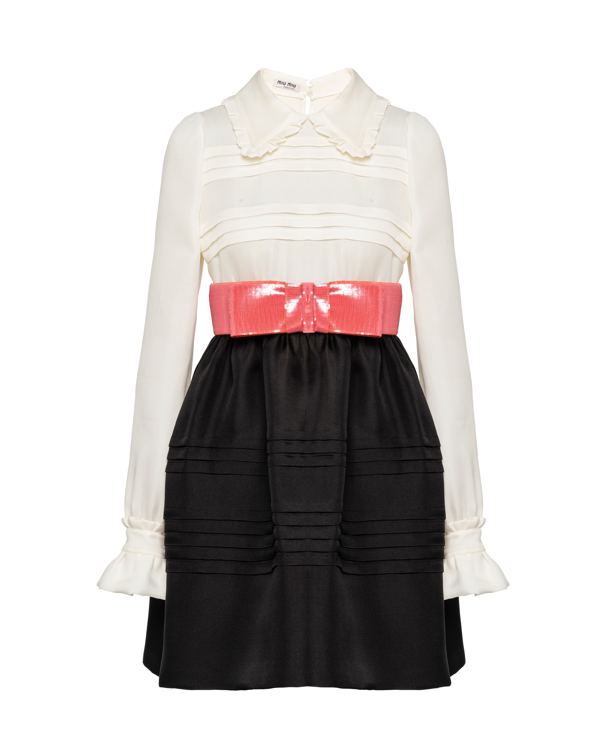 ガザル ミニドレス ホワイト ブラック Miu Miu ガザル ミニドレス ホワイト ブラック Miu Miu