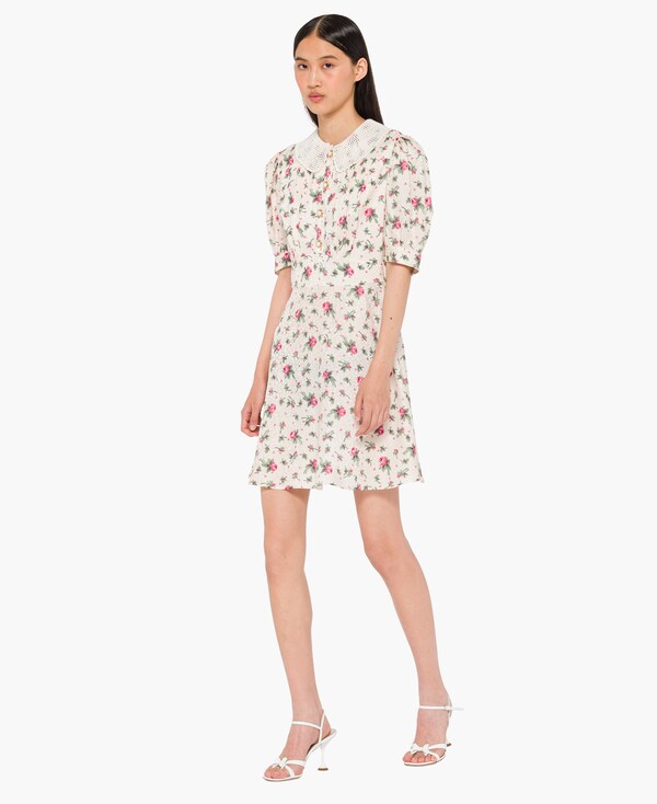 Printed Satin Dress Cream Miu Miu