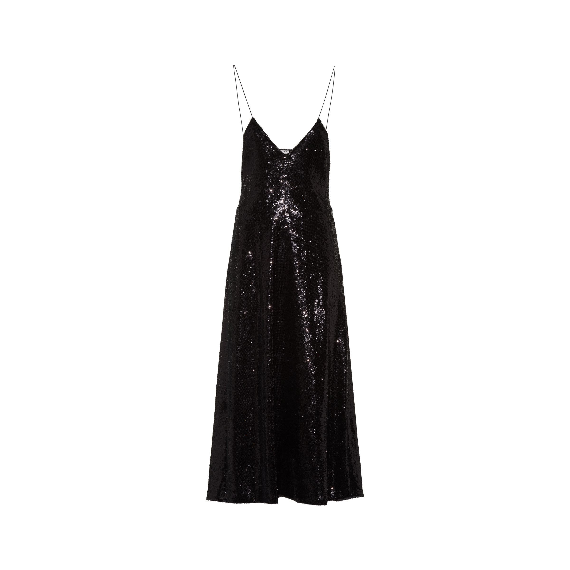 Miu Miu Sequin embellished Flared Dress In Black ModeSens