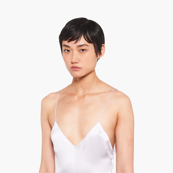 Abito lungo in satin Lilla | Miu Miu