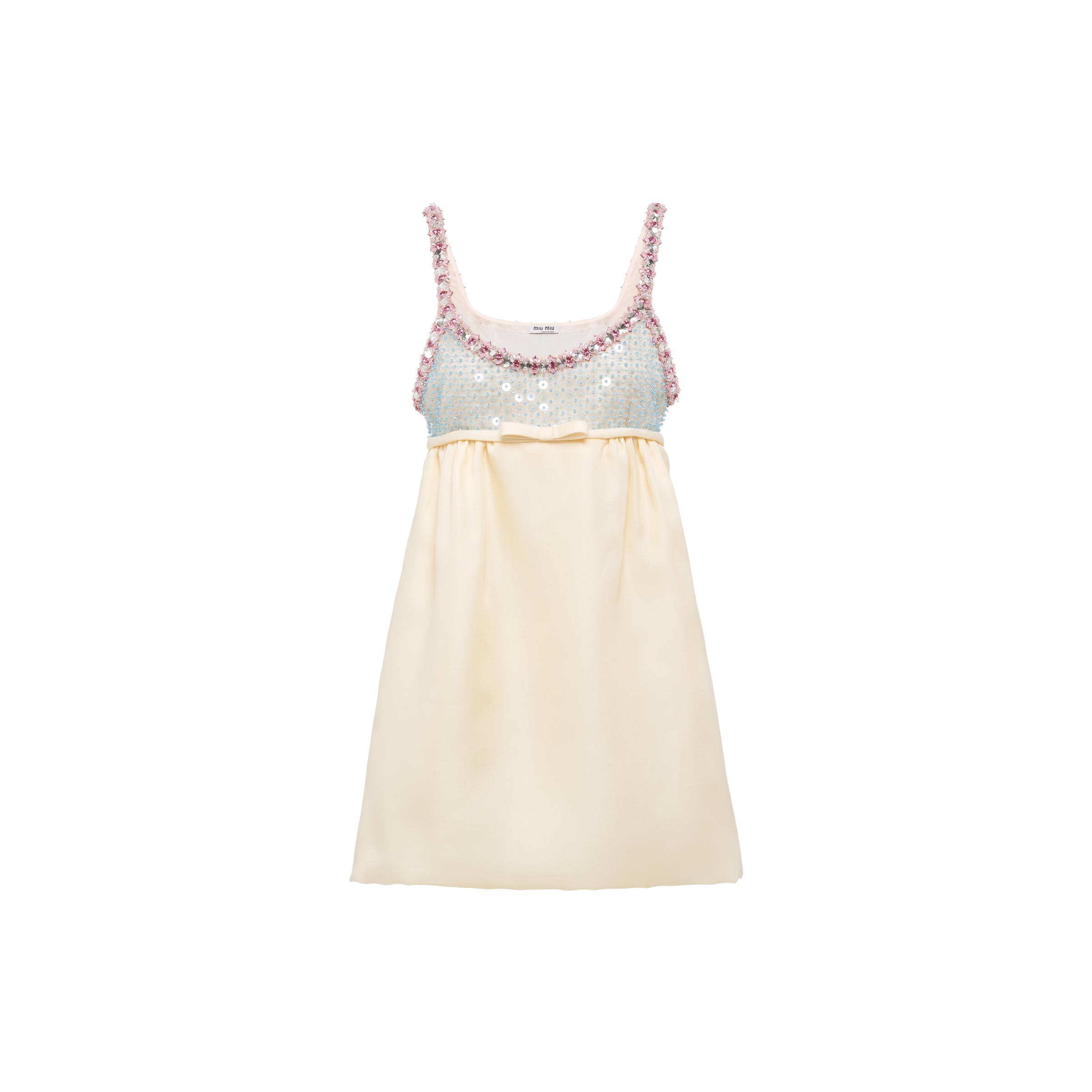 Miu Miu Embroidered Gazar Mini dress In Cream ModeSens