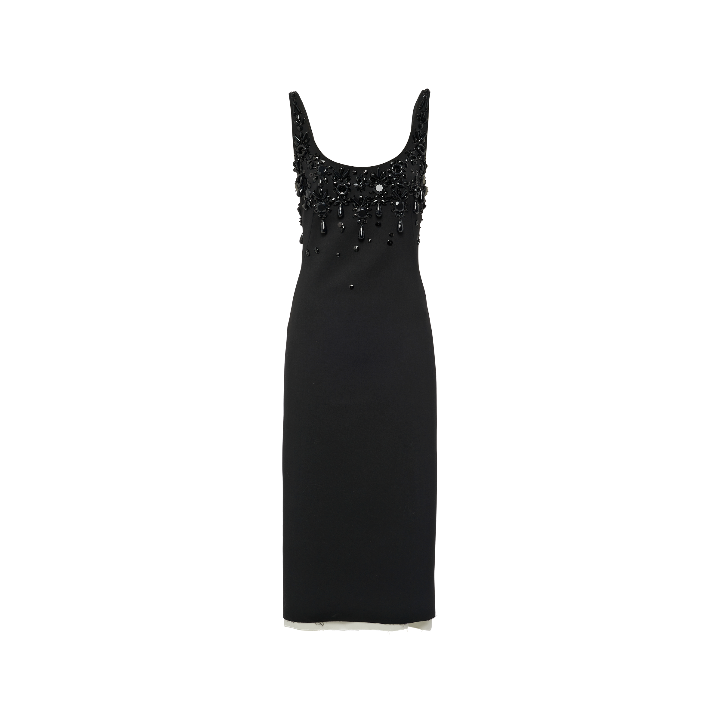 Embroidered Grain De Poudre Dress Black Miu Miu