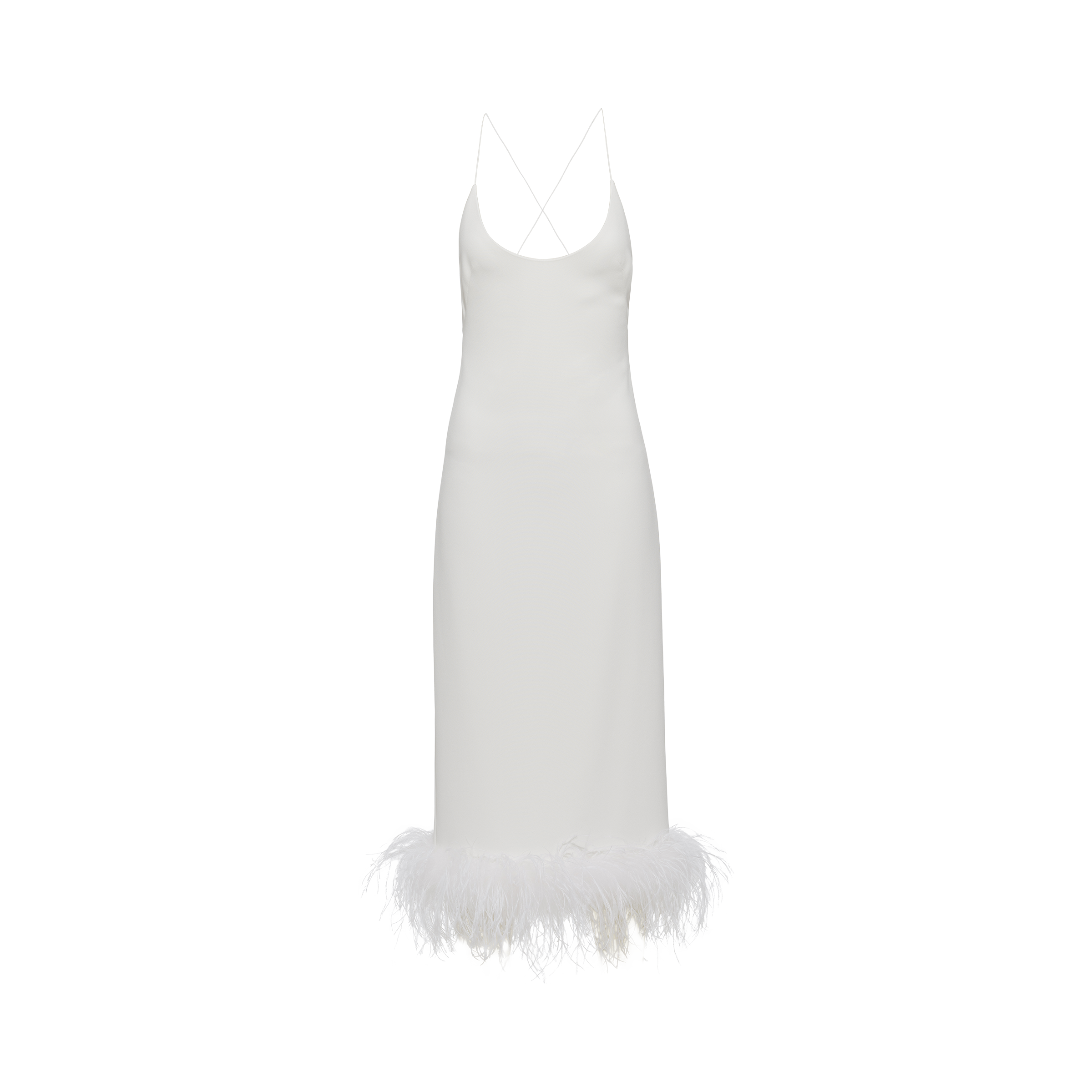 Miu Miu Stretch Cady Dress With Feathers In White ModeSens