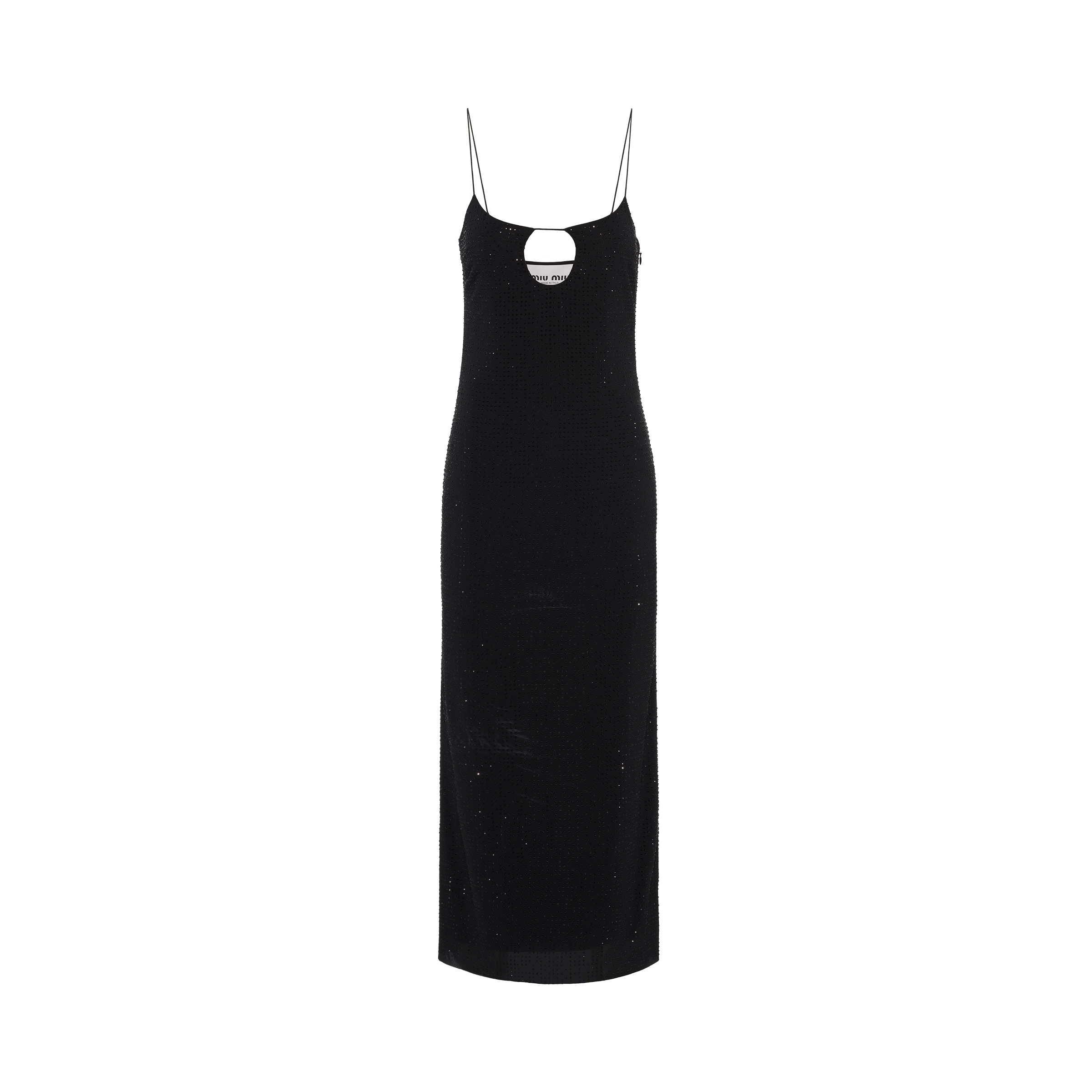 Black Embroidered Stretch Georgette Dress Miu Miu black-embroidered-stretch-georgette-dress-miu-miu