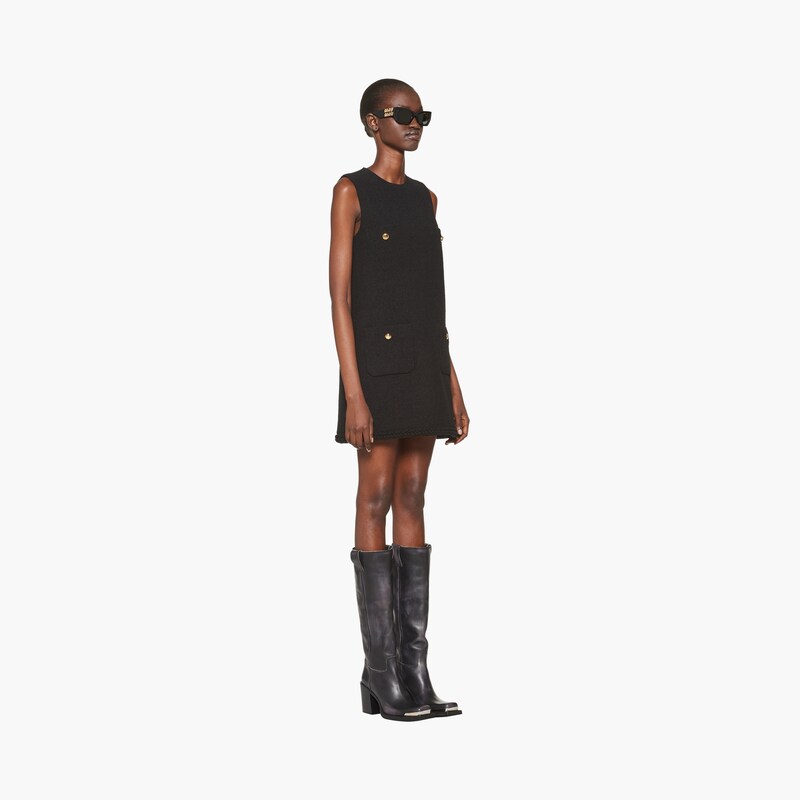 Mini-robe En Bouclé Noir | Miu Miu