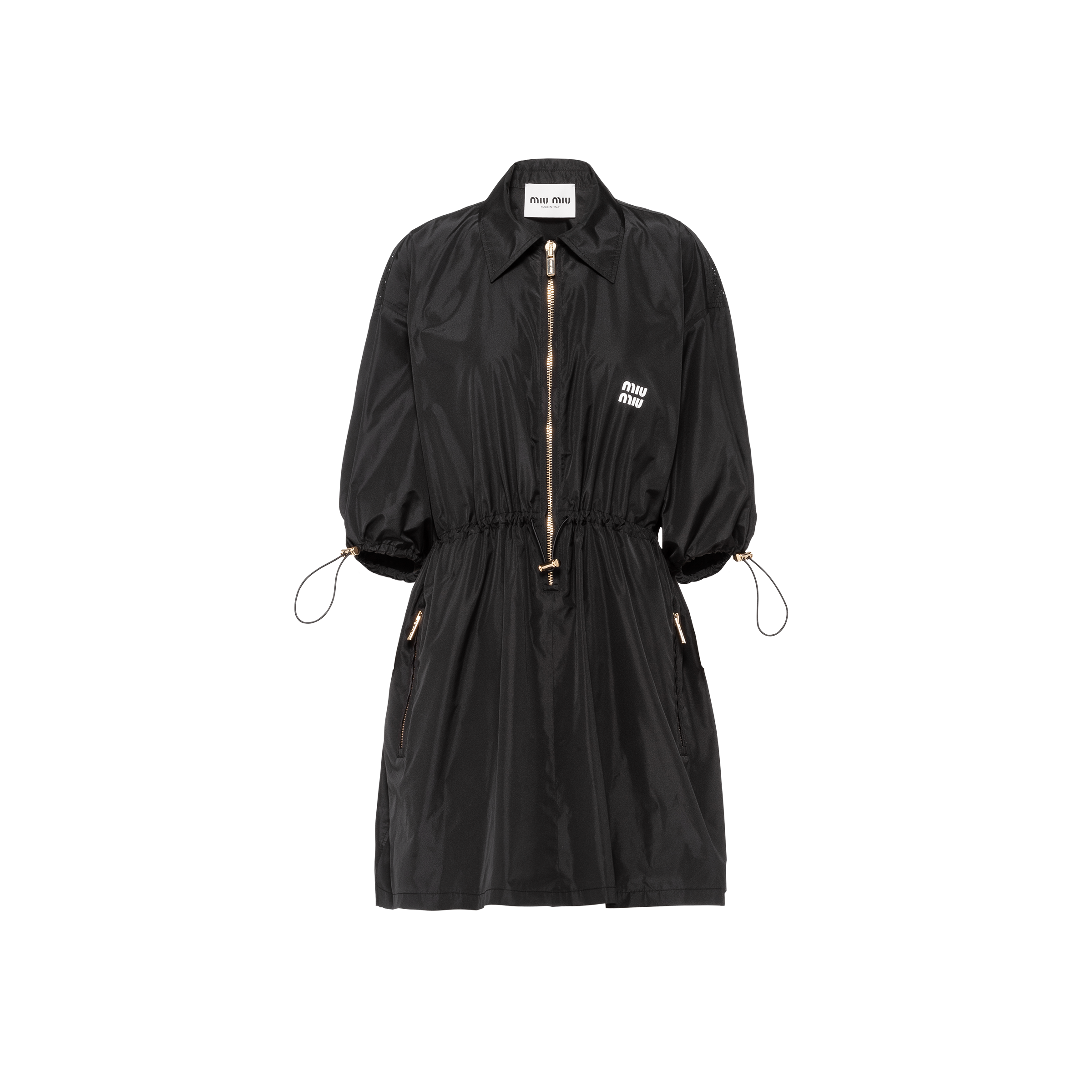 Black Technical Silk Mini-dress | Miu Miu