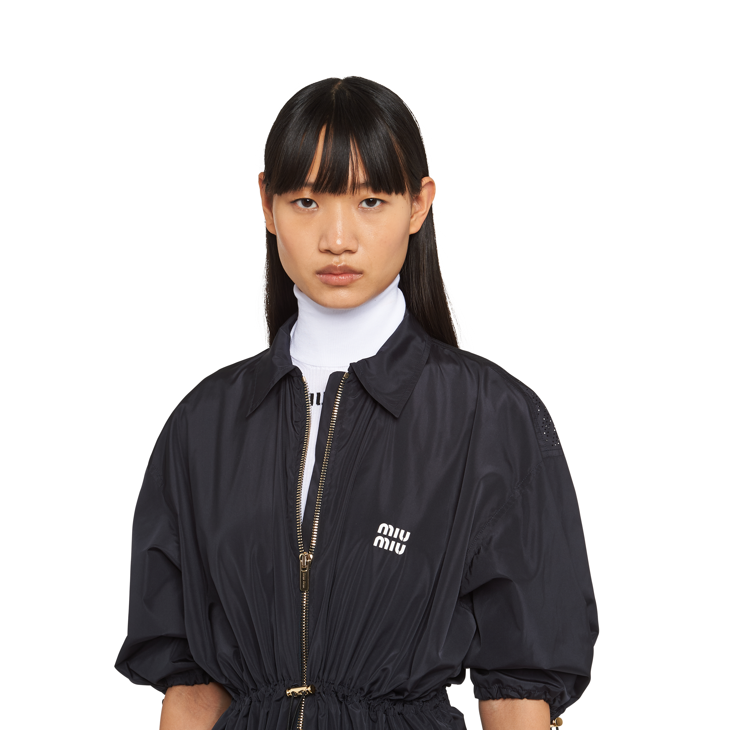 MIU MIU ロゴラベル付 テクニカルシルクミニドレス MIU MIU(ミュウミュウ) テクニカルシルク ミニドレス MF4806