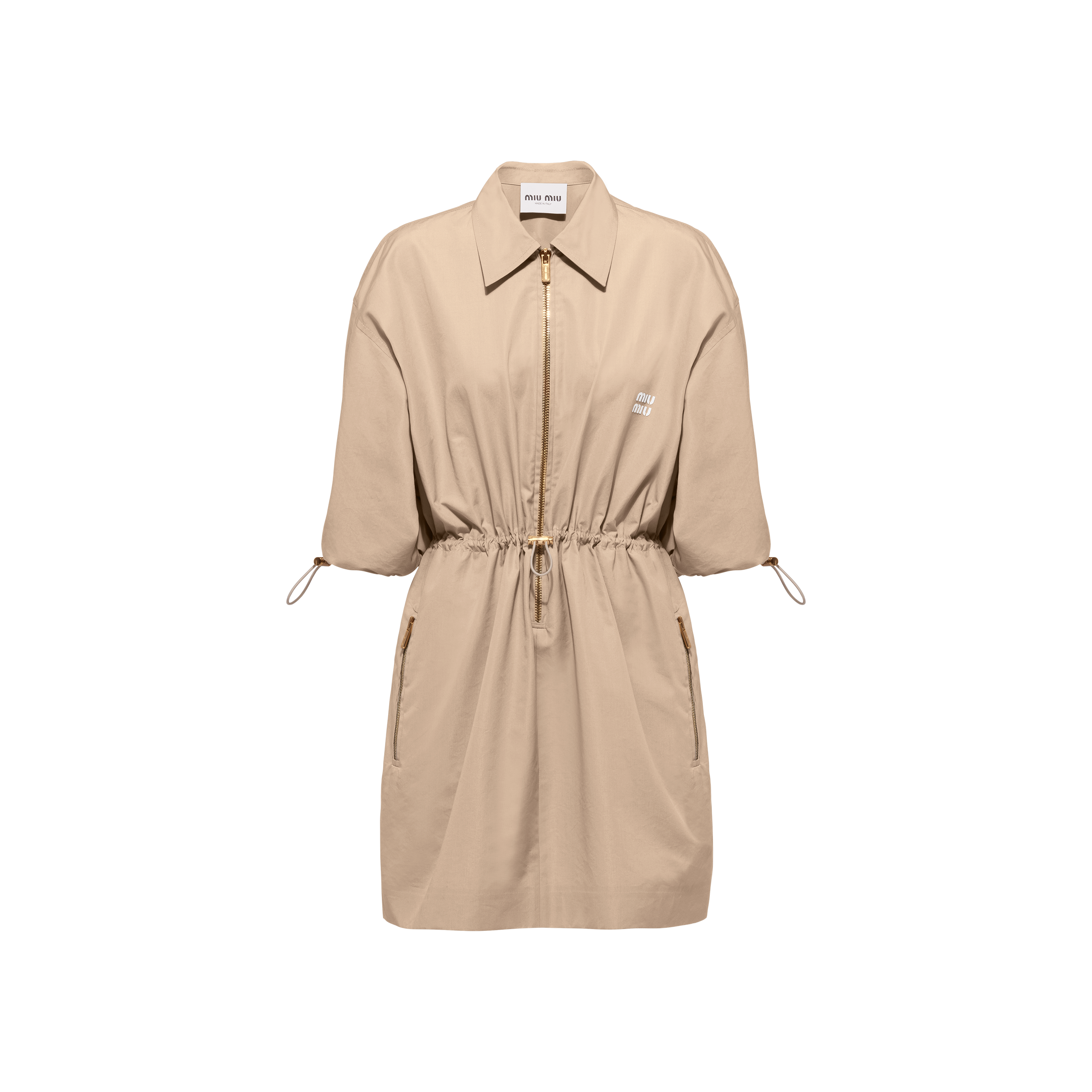 Miu Miu Cotton And Silk Mini-dress In Colonial Beige