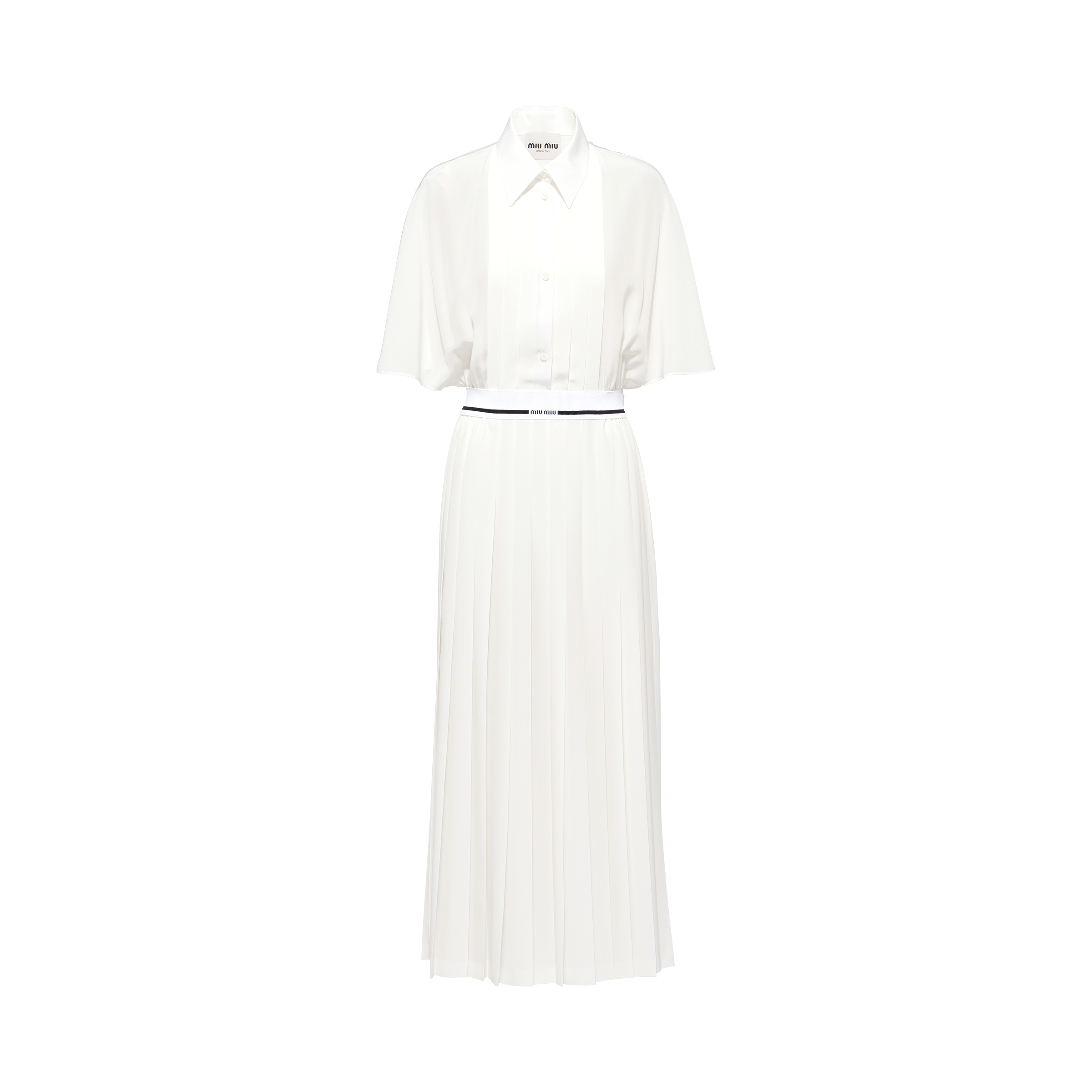 White Crepe De Chine Midi Dress MIU MIU white-crepe-de-chine-midi-dress-miu-miu