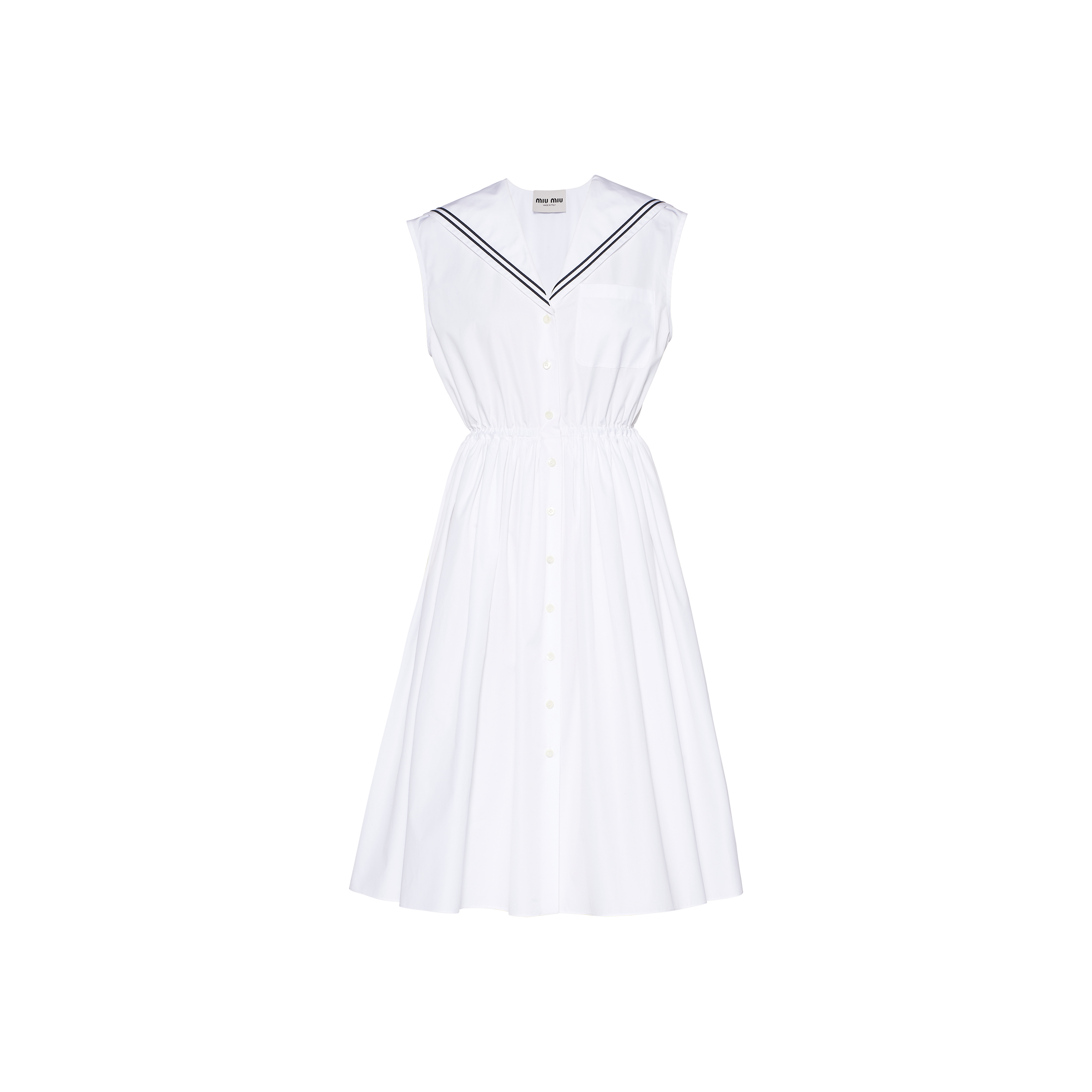 Miu Miu Sailor Poplin Dress In F0009 White