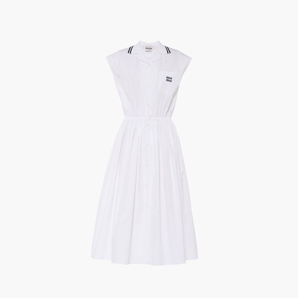 miumiu.com | Robe midi en popeline